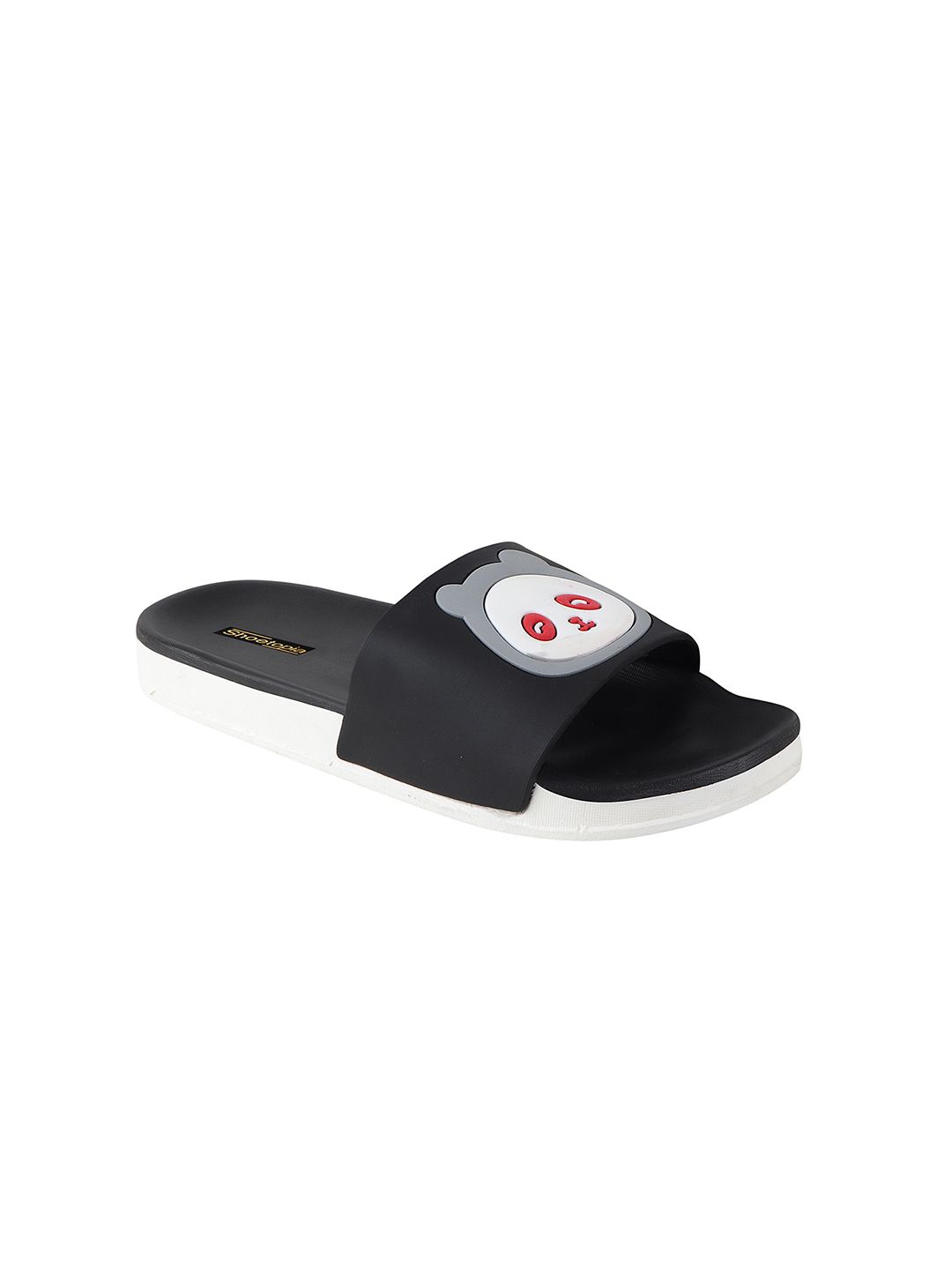 Shoetopia Women Black & White Self Design Sliders Price in India