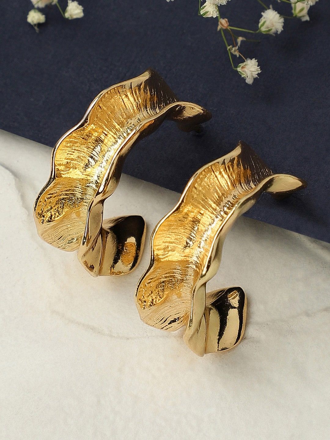 TOKYO TALKIES Gold-Plated Handcrafted Hoop Earrings Price in India