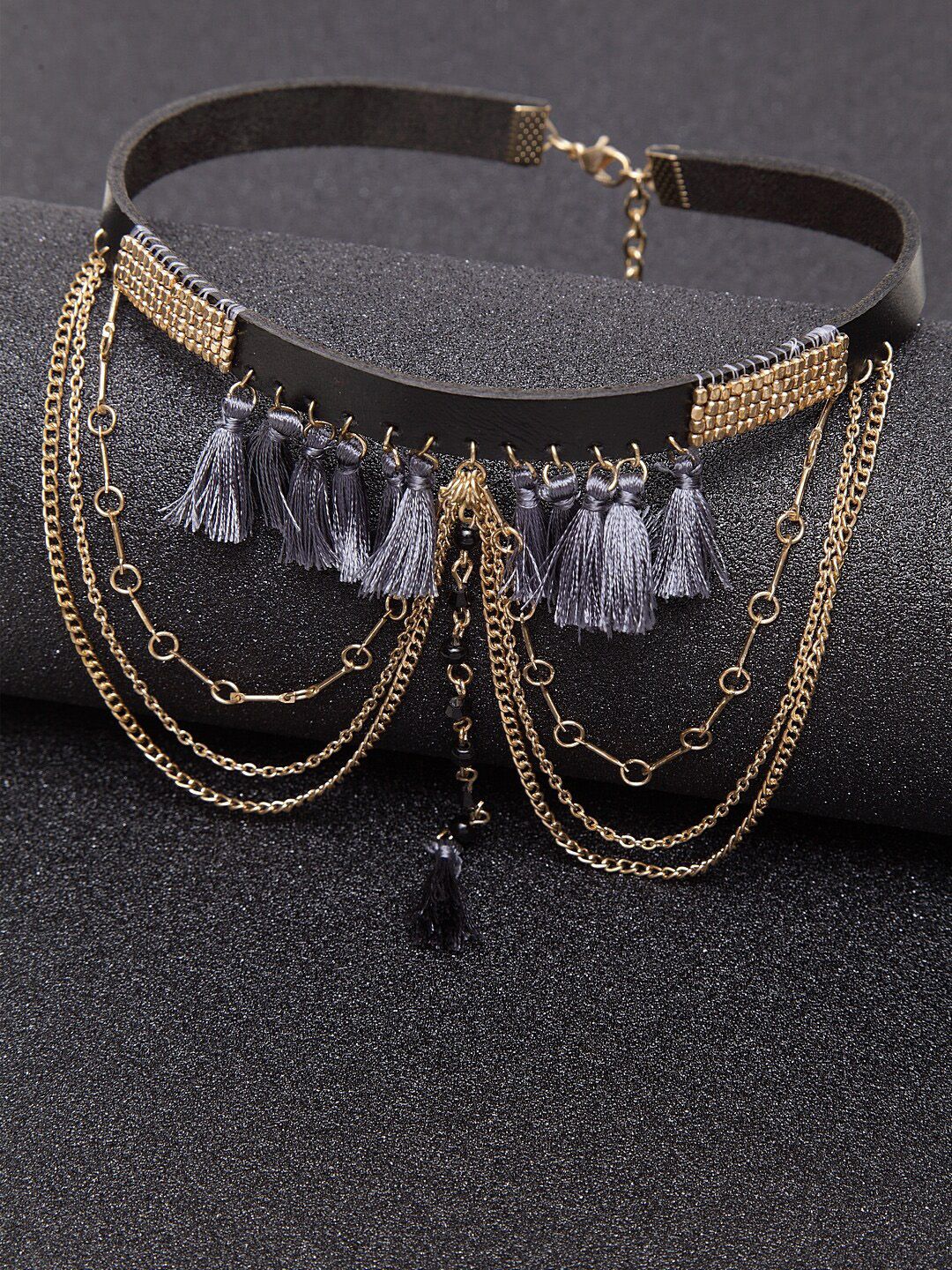 Madame Multistrand Metal Tassel Choker Necklace Price in India