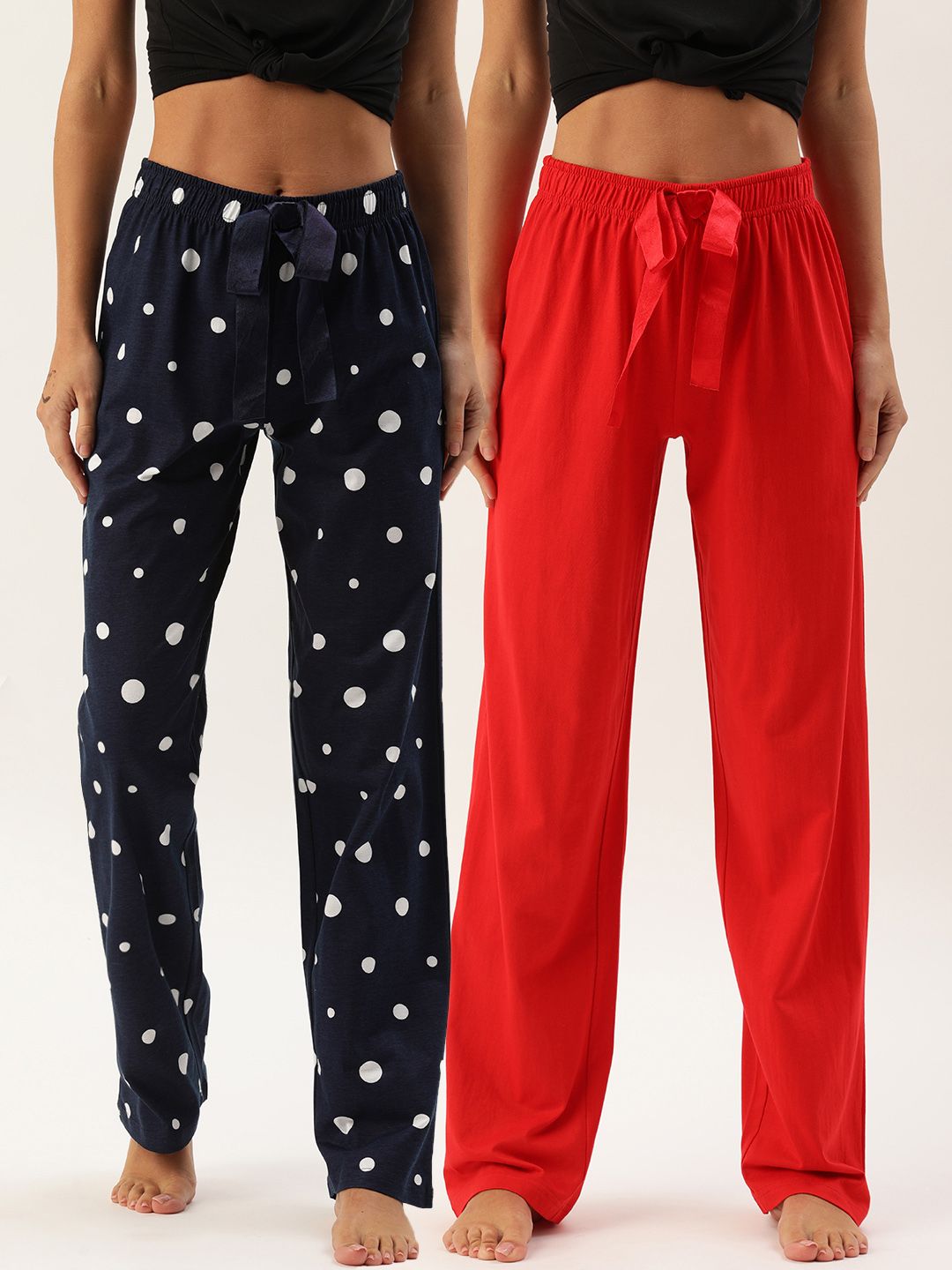 Slumber Jill Woman's Navy Blue and Red Solid Lounge Pants Price in India