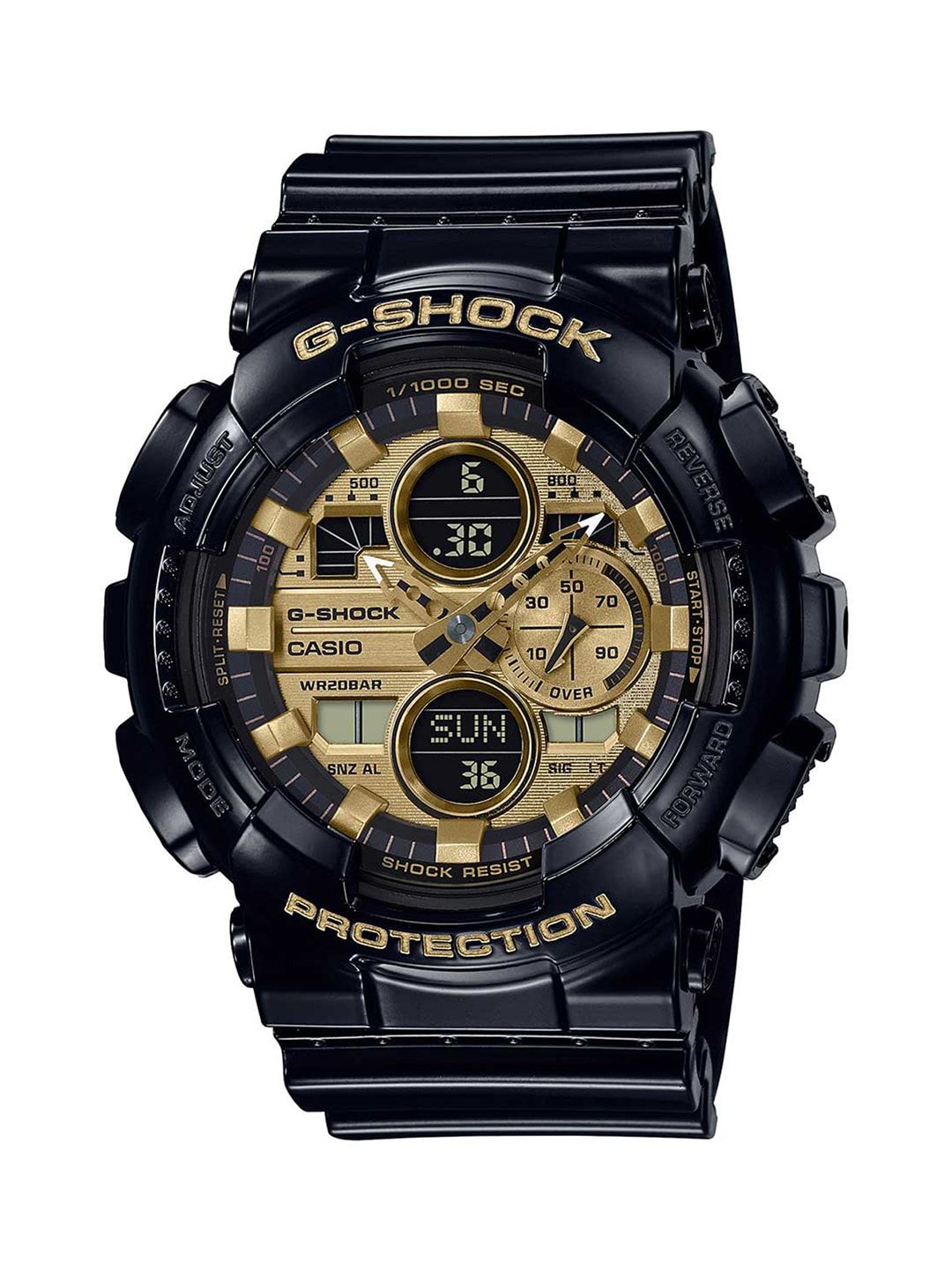 CASIO CASIO Men G-Shock GA-140GB-1A1DR Black-Gold Ana-Digi Dial Black Resin Strap Watch G1021