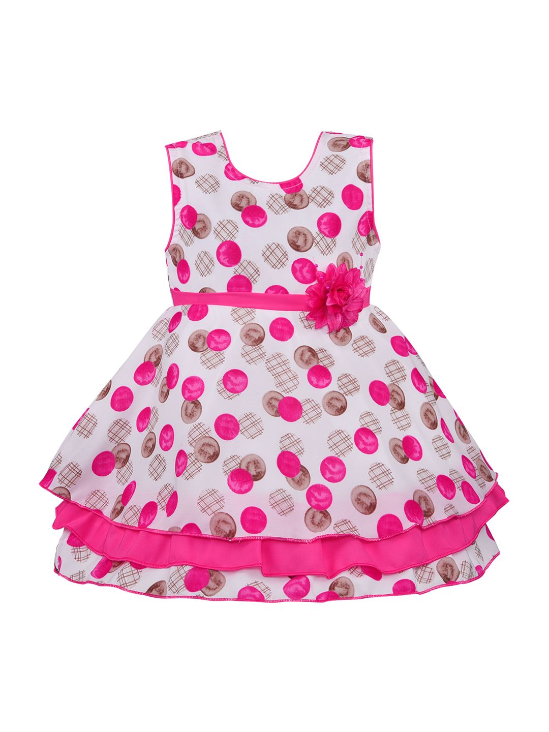 Wish Karo Girls Pink Printed Fit and Flare Dress