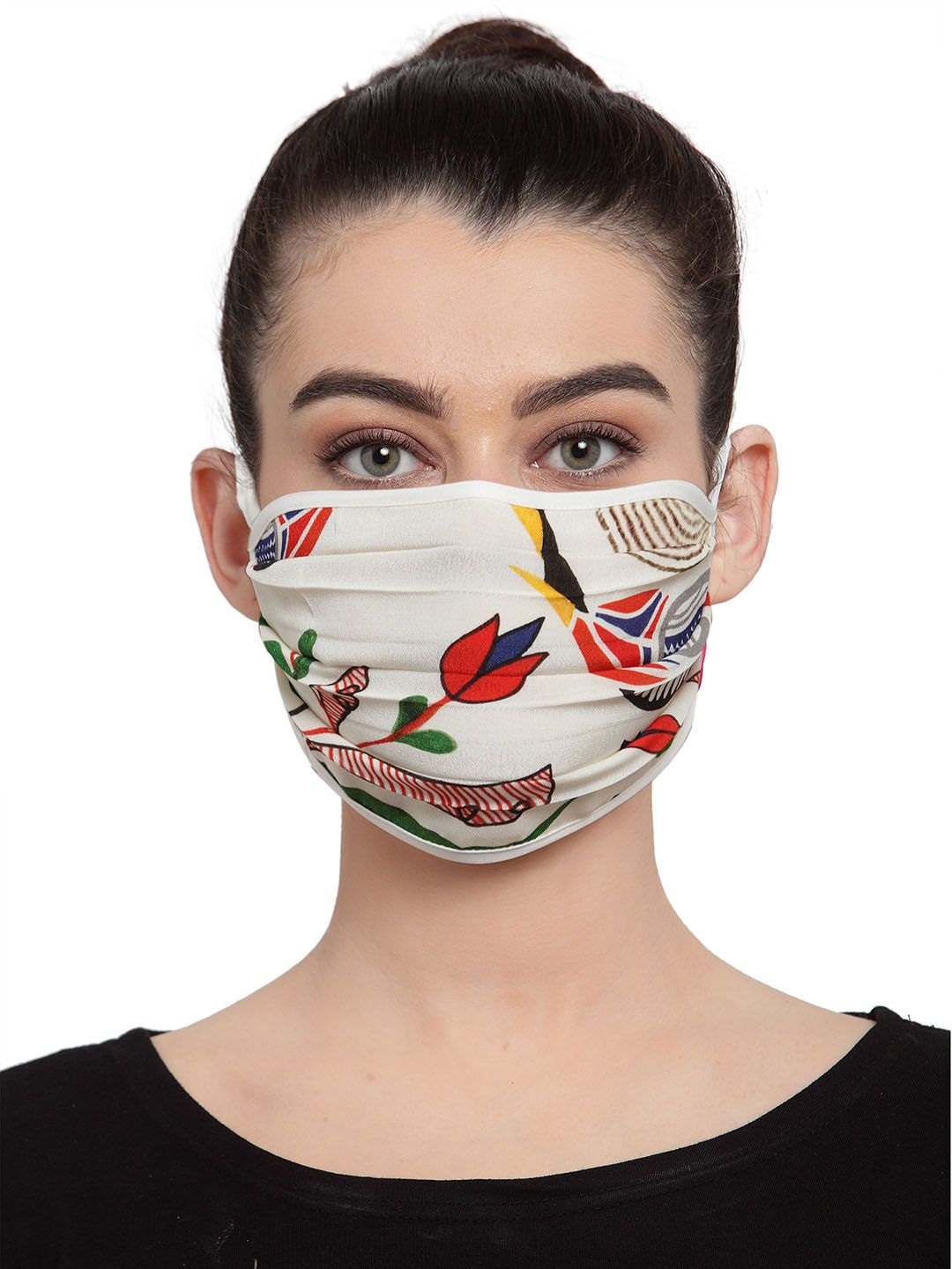 Masaba Unisex White & Red Printed Reusable 2-Ply Protective Outdoor Mask Price in India