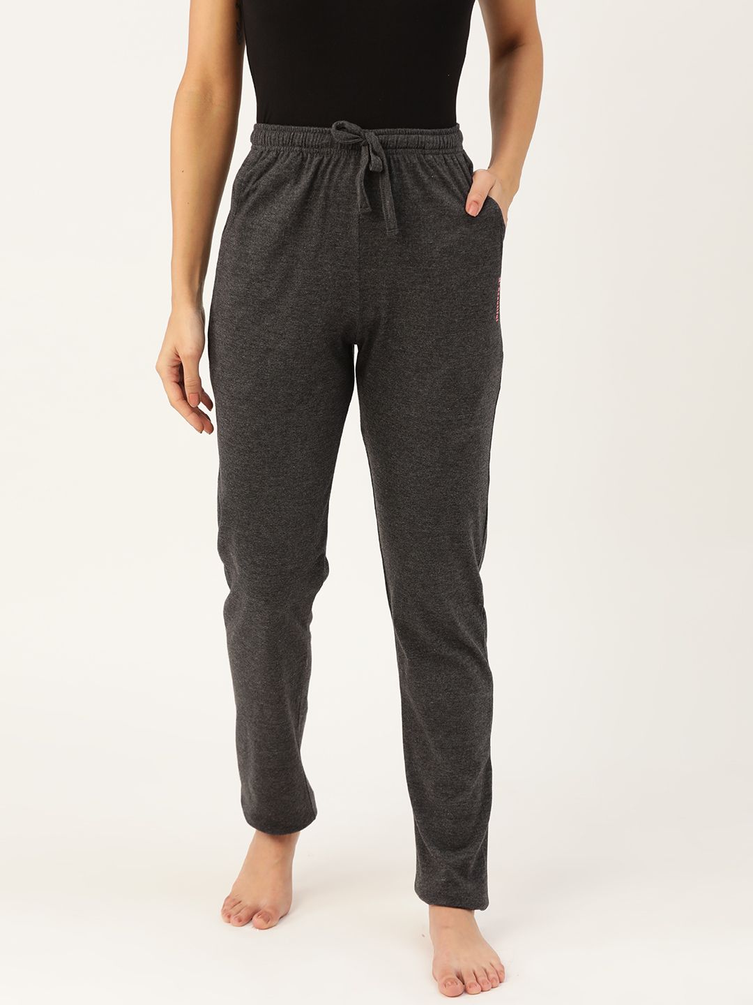 MBeautiful Women Charcoal Grey Solid Lounge Pants Price in India