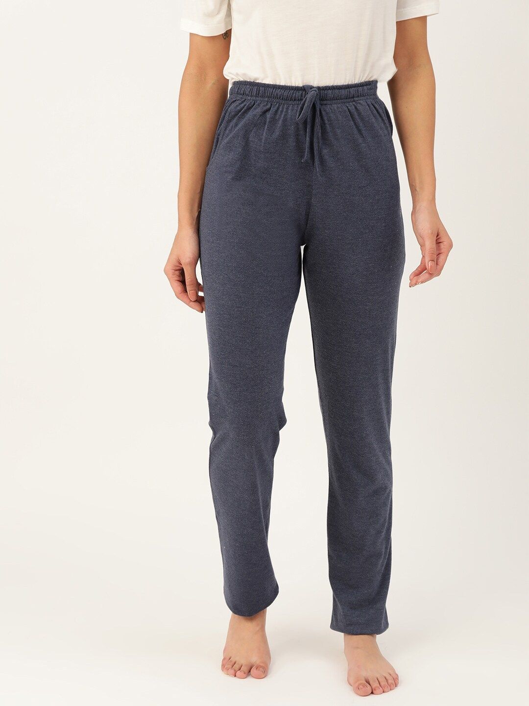 MBeautiful Women Navy Blue Solid Lounge Pants Price in India