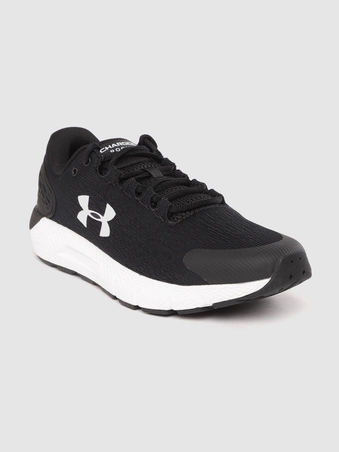 UNDER ARMOUR Men Black Woven Design Charged Rogue 2 Wide Fit 2E Running Shoes