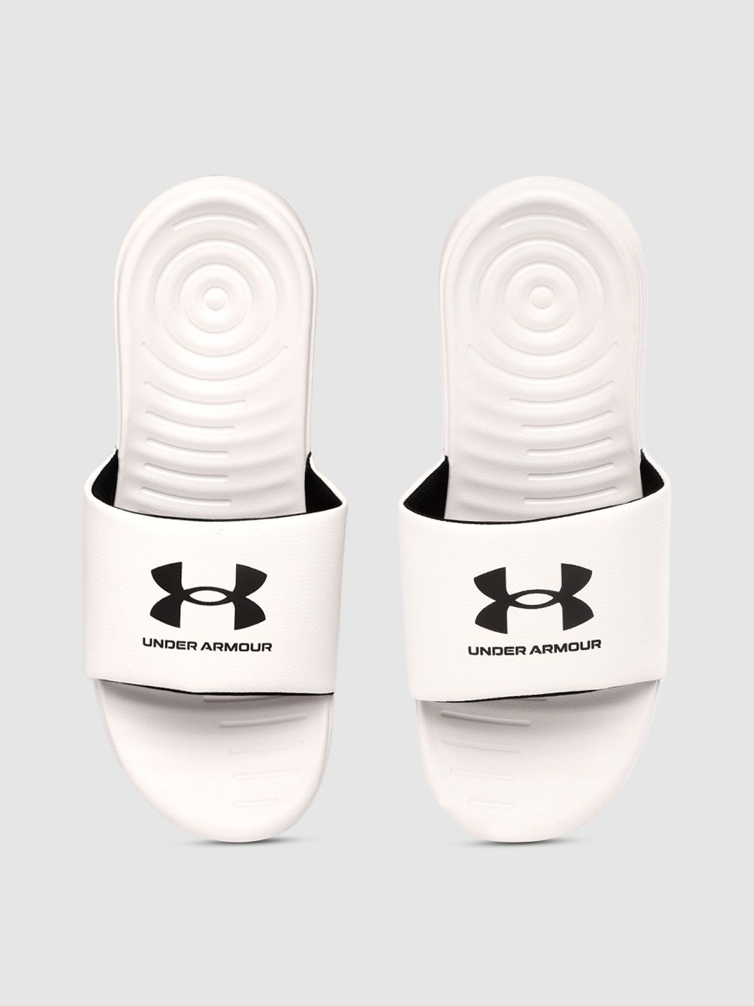 UNDER ARMOUR Men White Black Ansa Fix Brand Logo Print Sliders