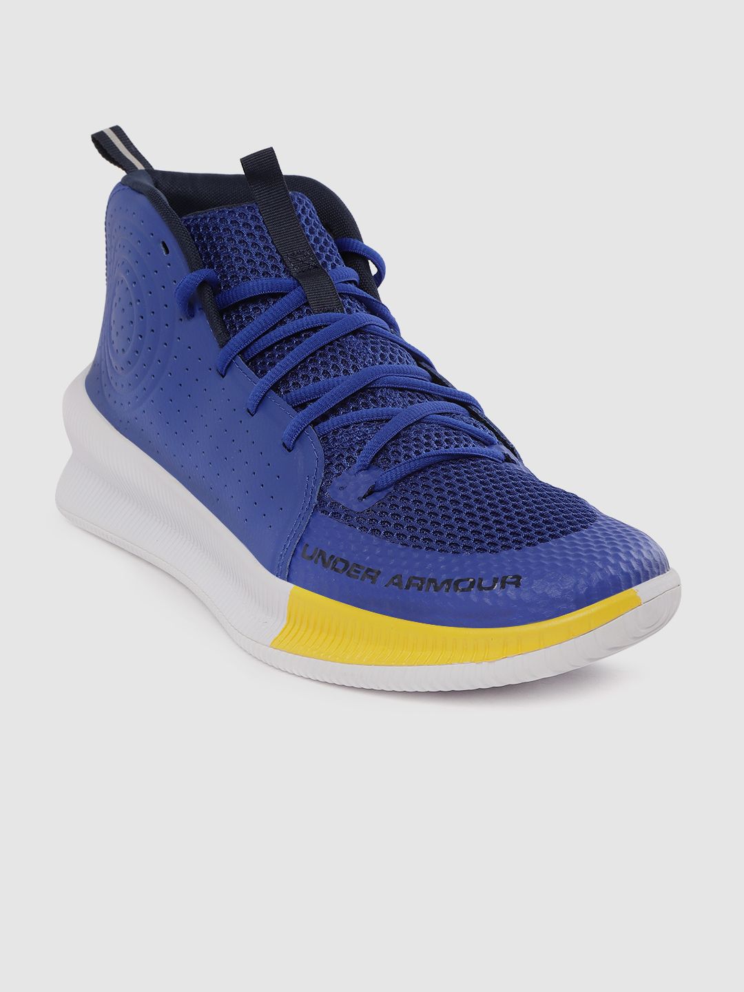 UNDER ARMOUR Men Royal Blue Woven Design Jet Basketball Shoes