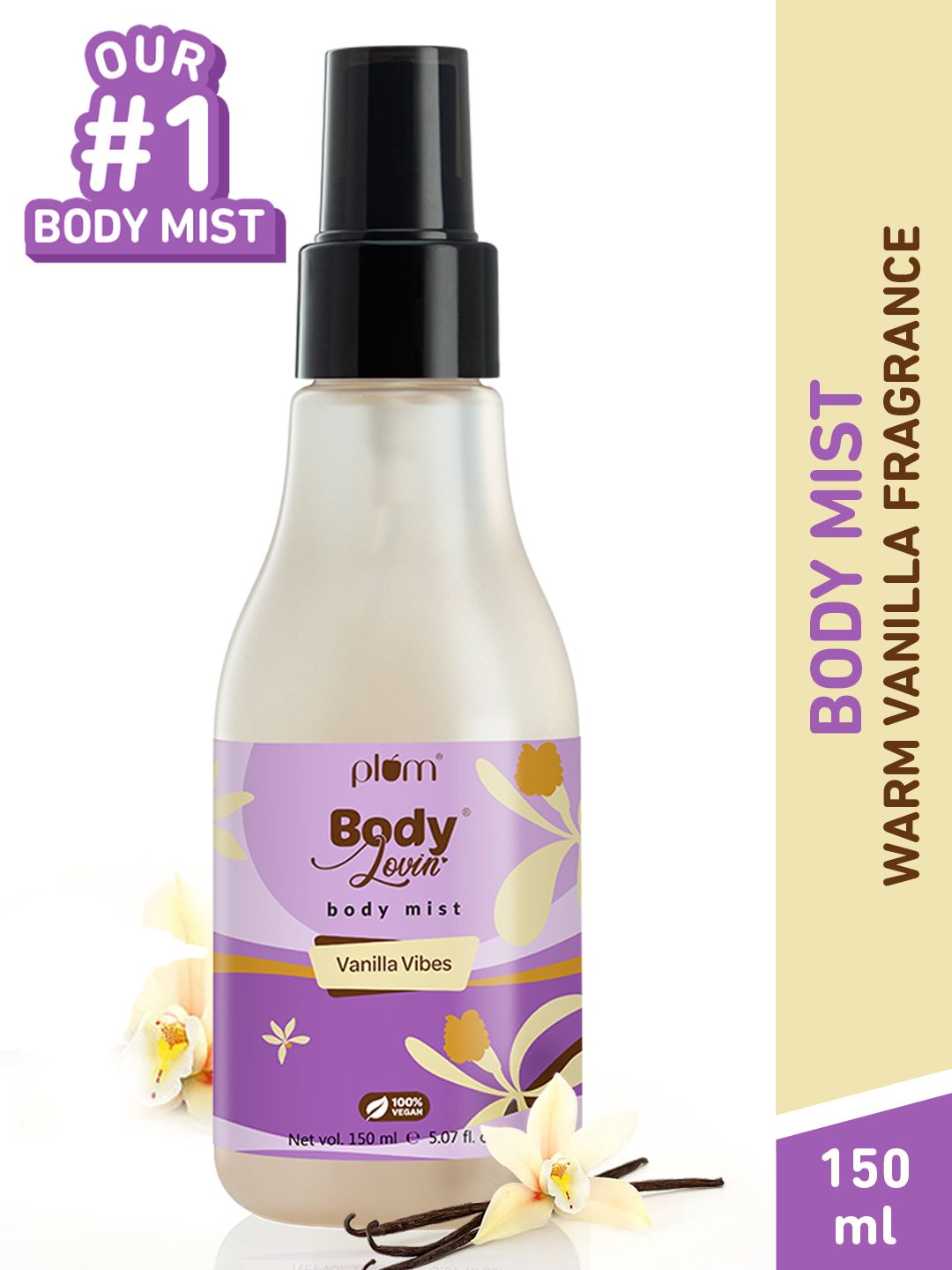 Plum Women BodyLovin Vanilla Vibes Long Lasting Warm Vanilla Fragrance Body Mist - 150ml