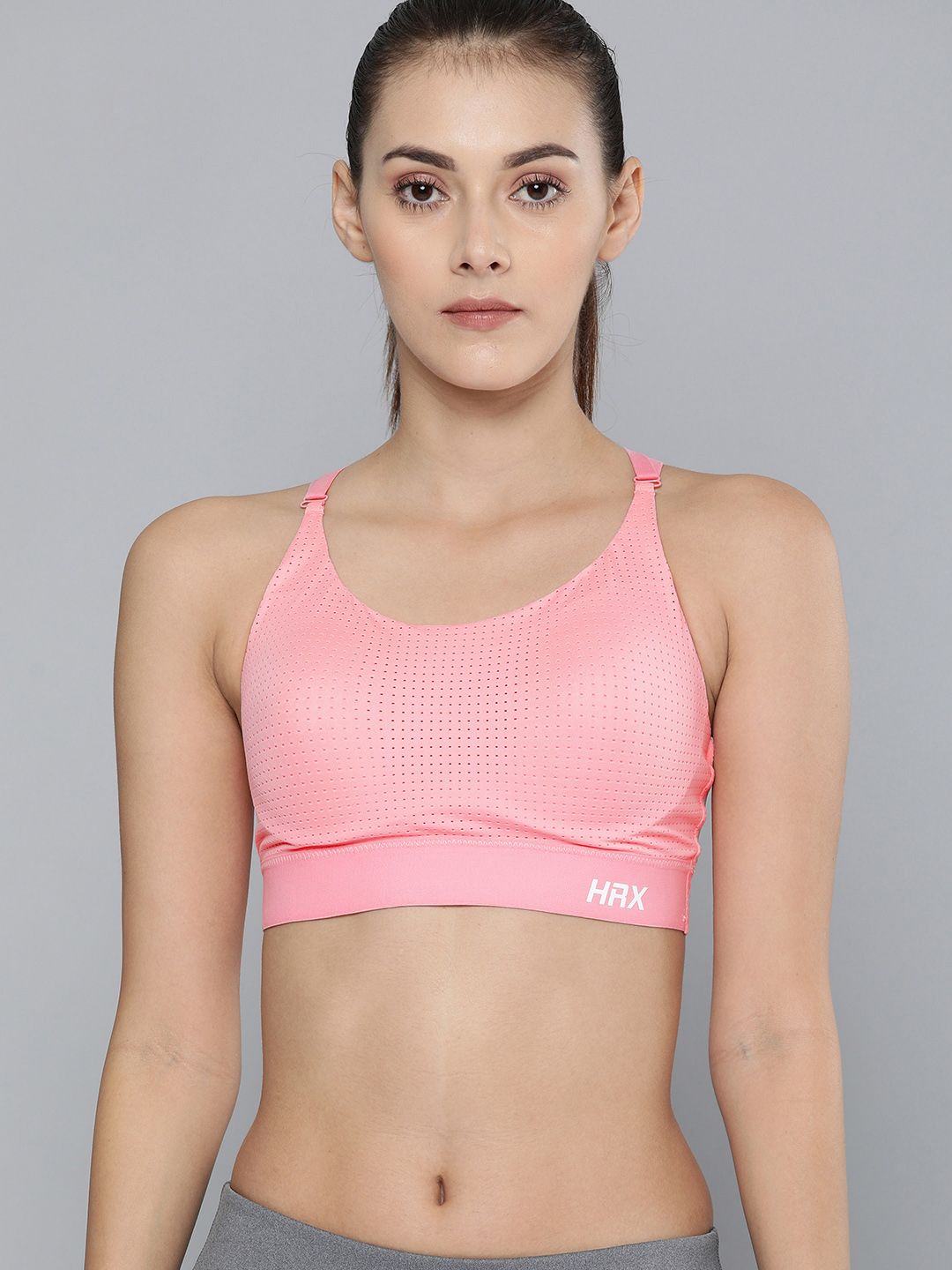 HRX by Hrithik Roshan Women Pink Self-Design Rapid-Dry Running Sports Bra 23701-A Price in India