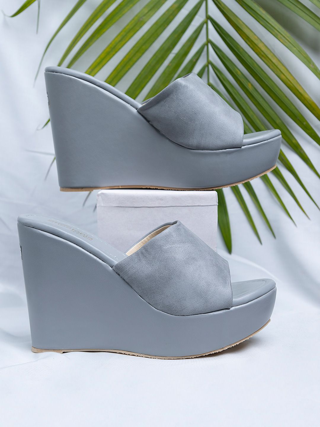 Shoetopia Women Grey Solid Wedges Price in India