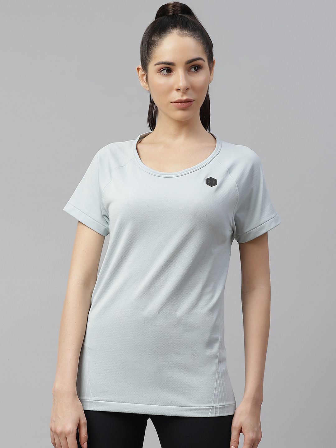 UNDER ARMOUR Women Blue Rush Seamless Short Sleeve T-Shirt Price in India