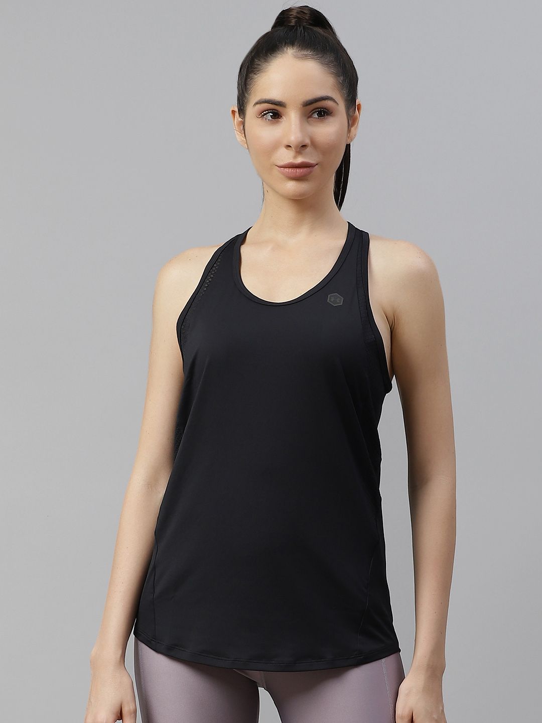 UNDER ARMOUR Women Black Rush Tank T-Shirt Price in India