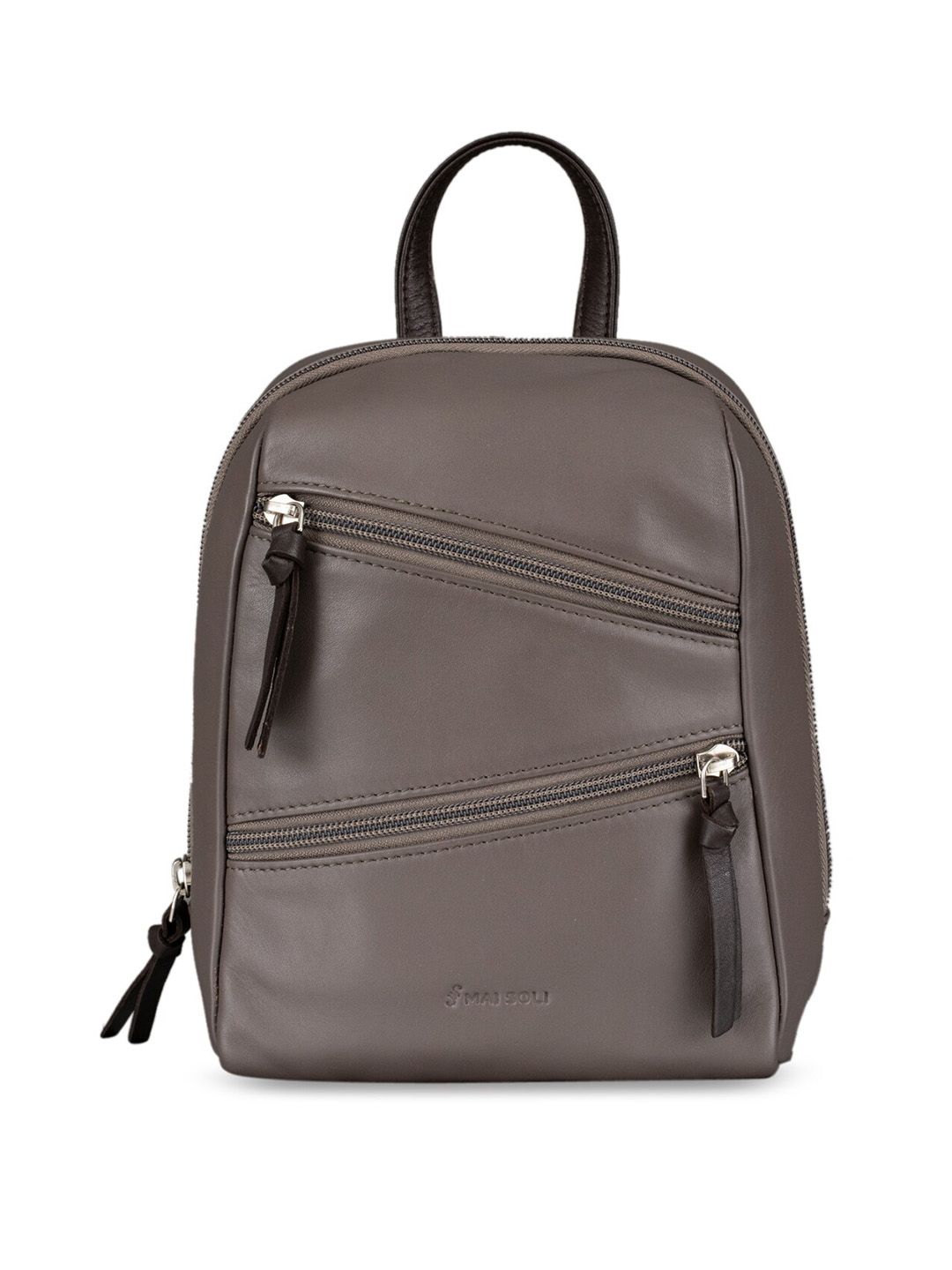 MAI SOLI Women Brown Solid Leather Backpack Price in India