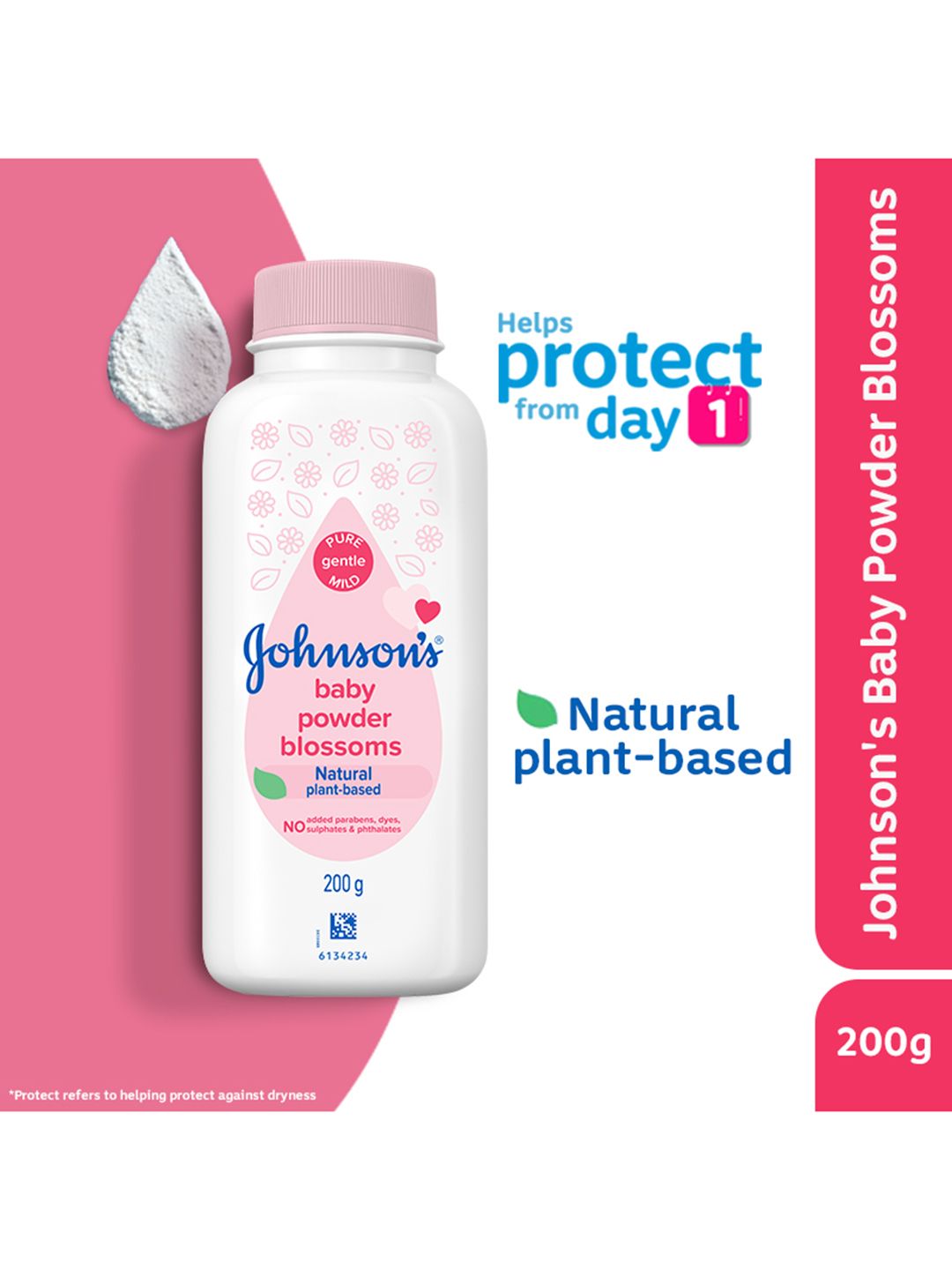 Johnsons Blossoms Natural Baby Powder for Long Lasting Freshness - 200 g