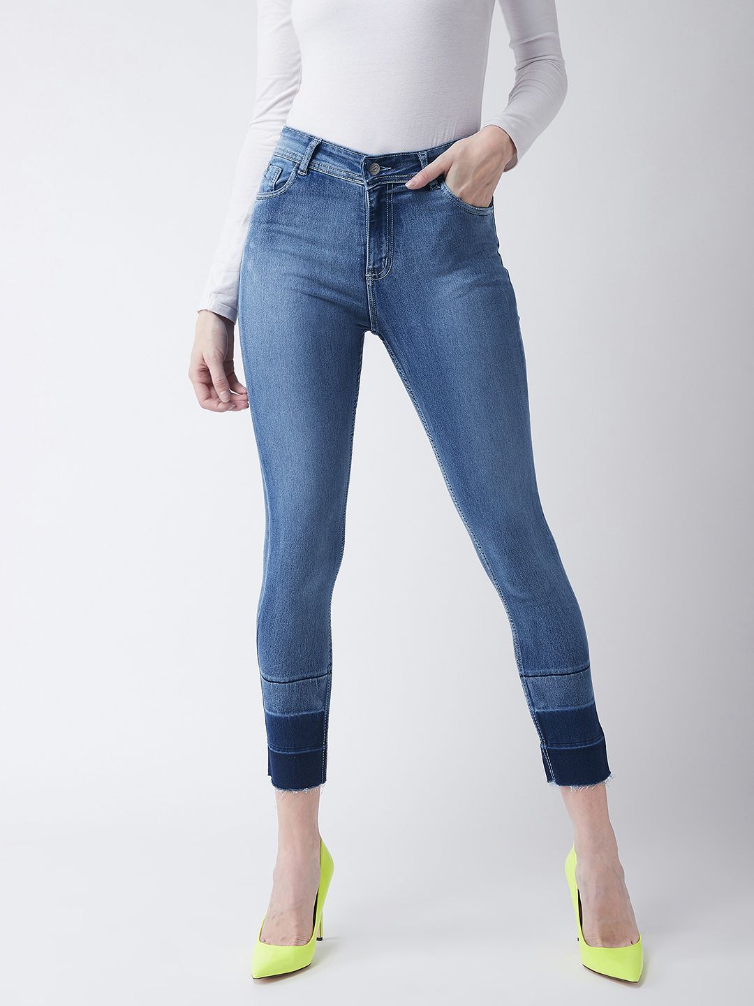 Miss Chase Women Blue Skinny Fit High-Rise Clean Look Jeans Price in India