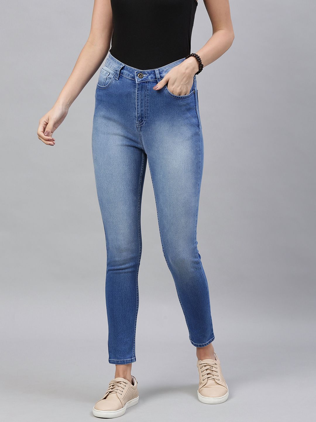 Roadster Women Blue Super Skinny Fit High-Rise Clean Look Stretchable Jeans Price in India