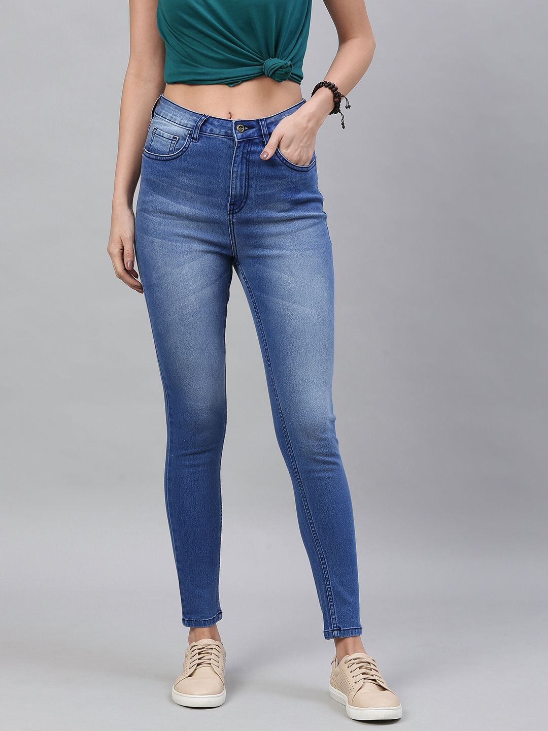 Roadster Women Blue Super Skinny Fit High-Rise Clean Look Stretchable Jeans Price in India