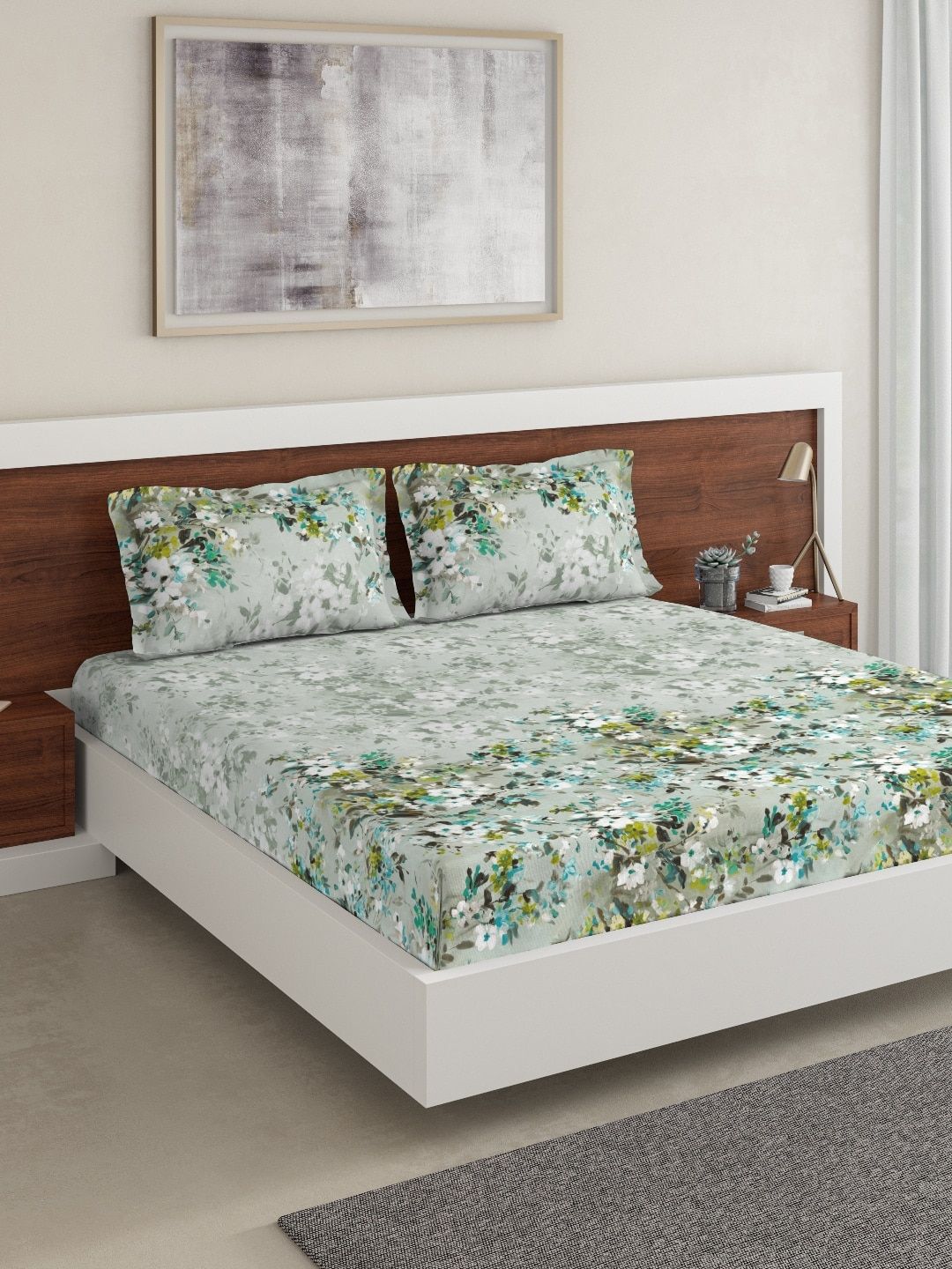 DDecor Multicoloured Floral 180 TC Cotton 1 King Bedsheet with 2 Pillow Covers Price in India