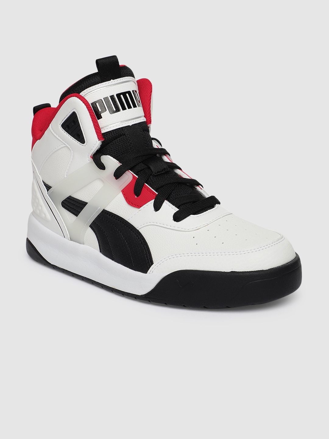 Puma Unisex White Solid Backcourt Mid-Top Sneakers Price in India