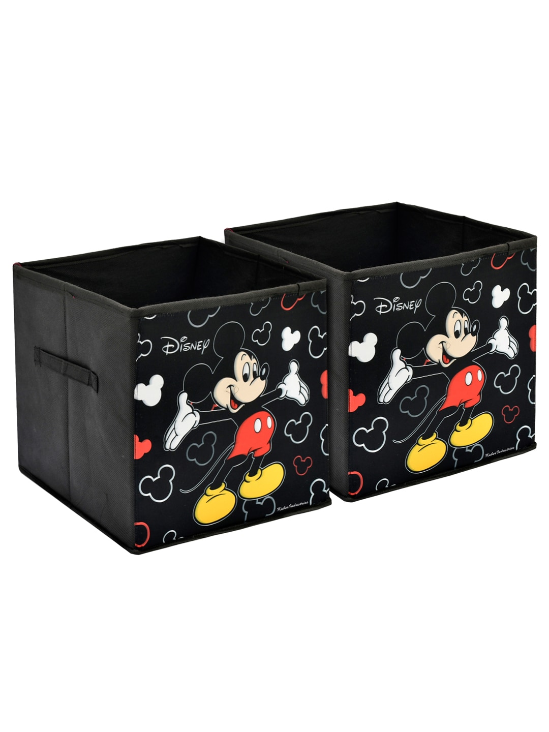 Kuber Industries Set Of 2 Black Disney Mickey Mouse Printed Foldable Storage Boxes With Handle Price in India