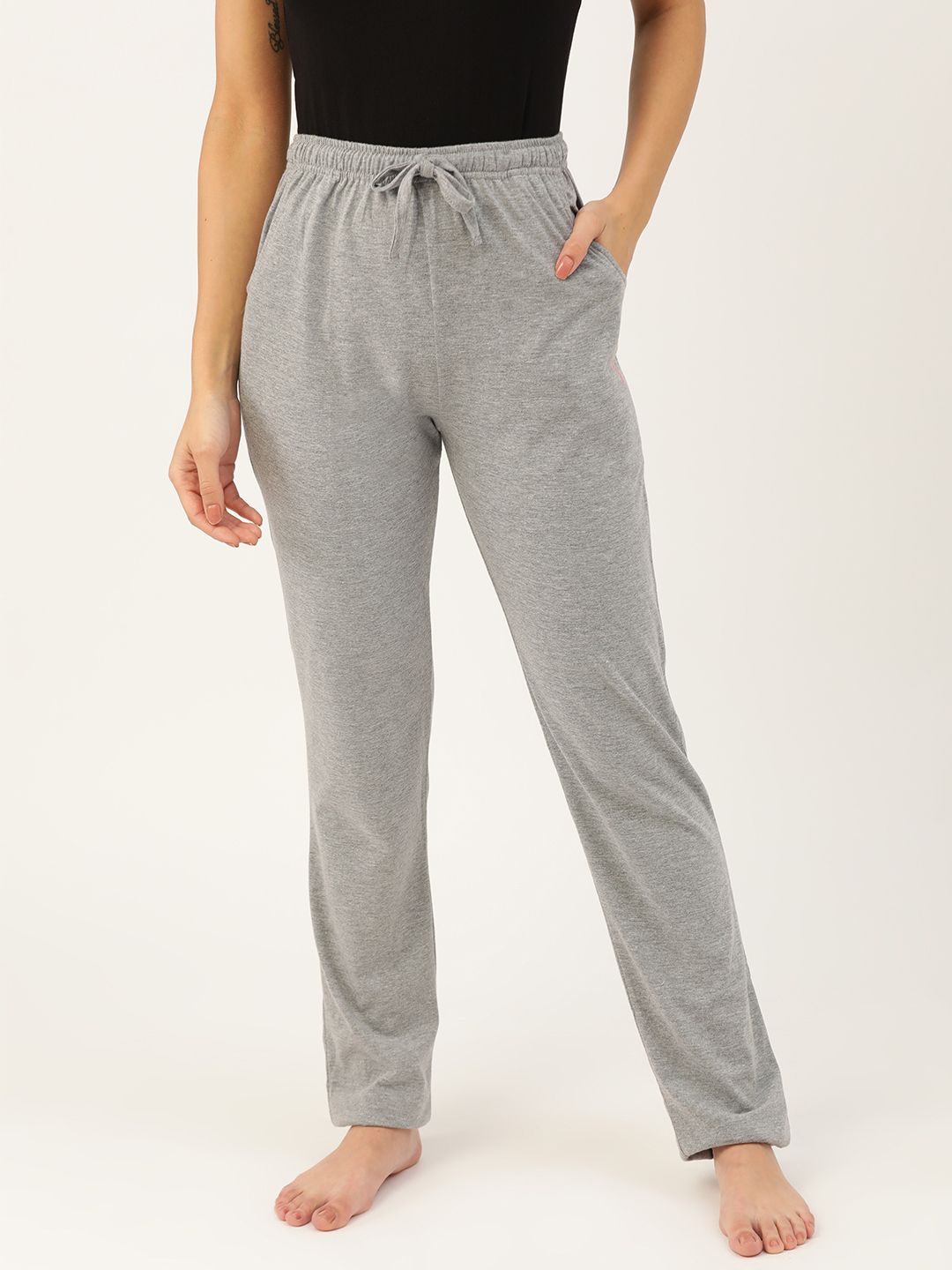 MBeautiful Women Grey Melange Solid Lounge Pants Price in India