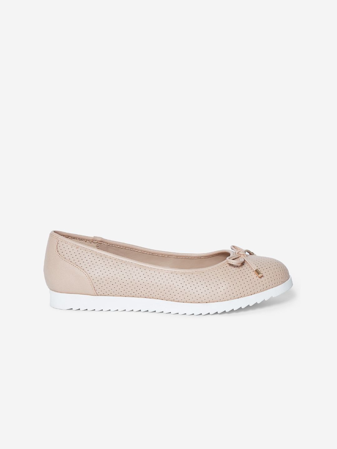 DOROTHY PERKINS Women Peach-Coloured Wide Fit Perforated Ballerinas