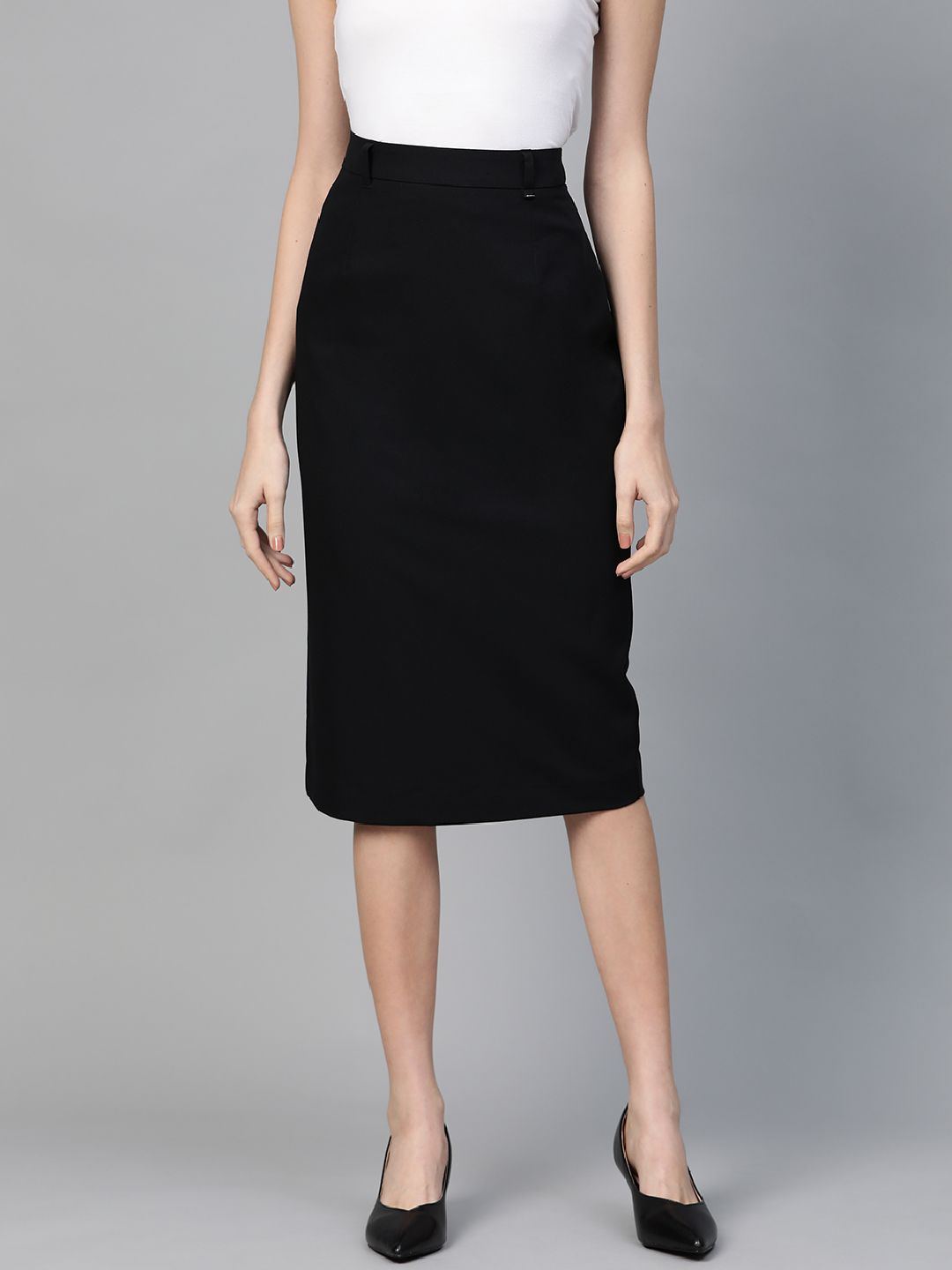 DOROTHY PERKINS Women Black Solid Straight Skirt