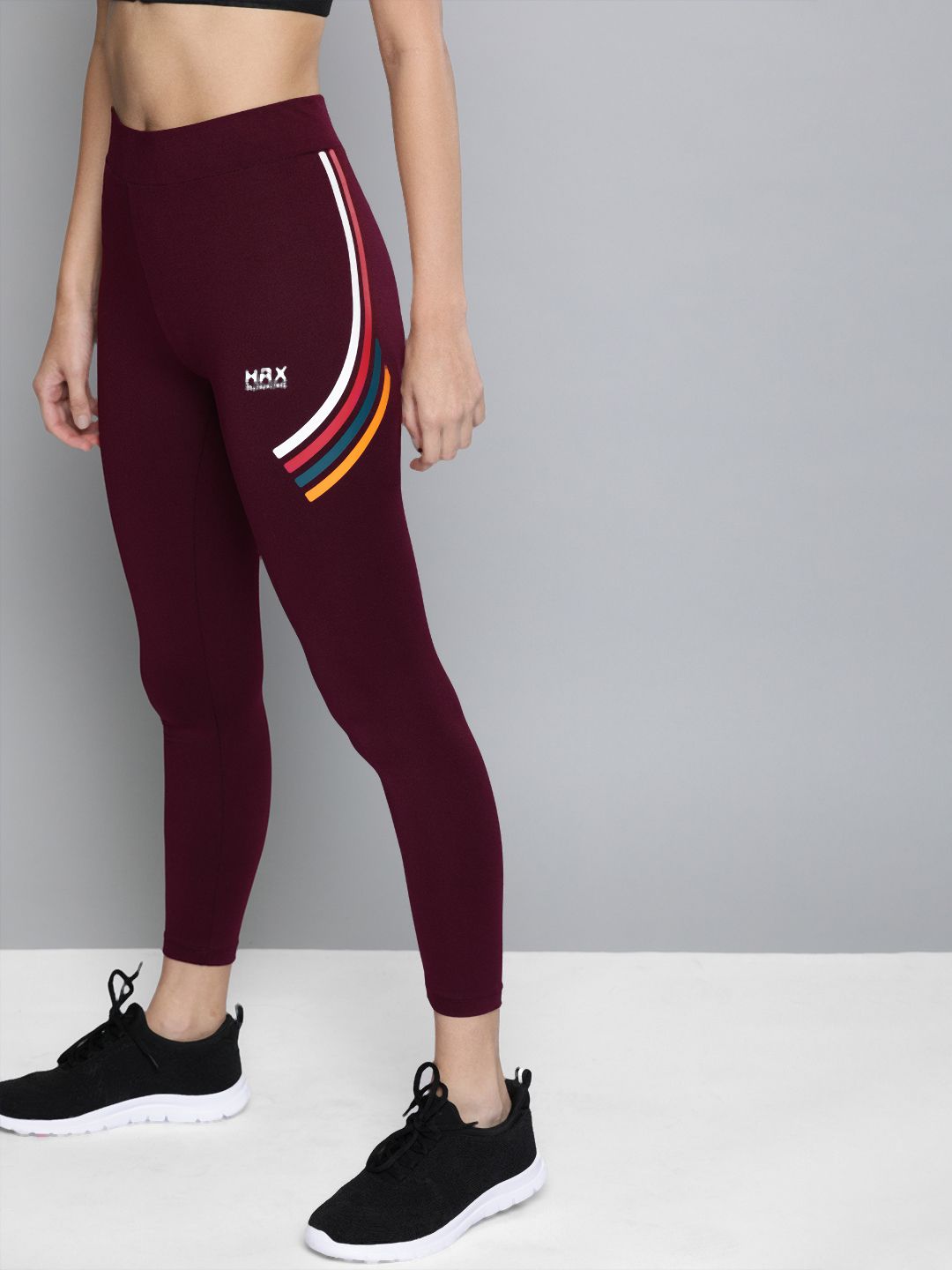HRX by Hrithik Roshan Women Burgundy Skinny Fit Solid Rapid-Dry Running Tights Price in India