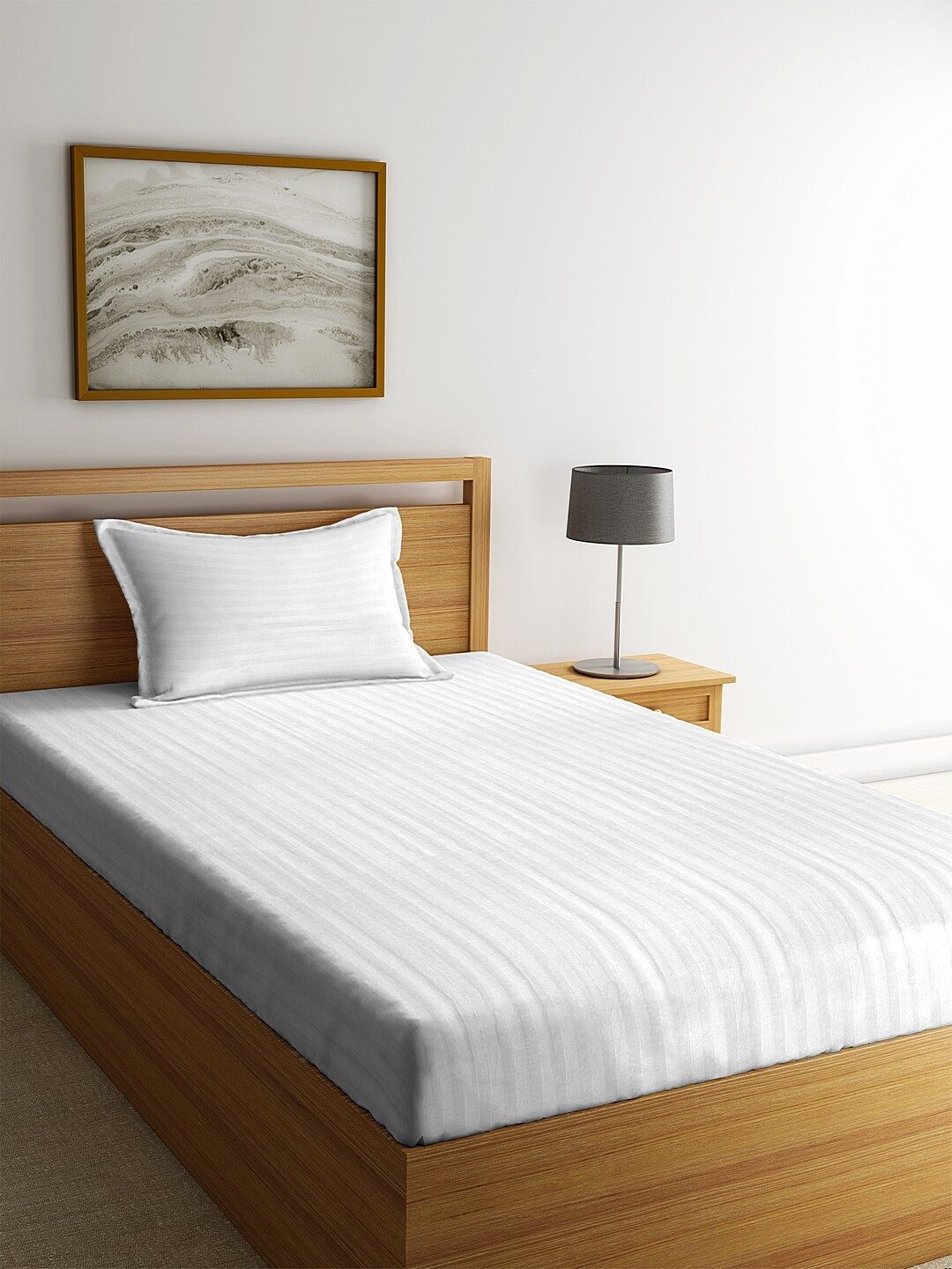 HOSTA HOMES White Solid 260 TC Cotton 1 Single Bedsheet with 1 Pillow Covers Price in India