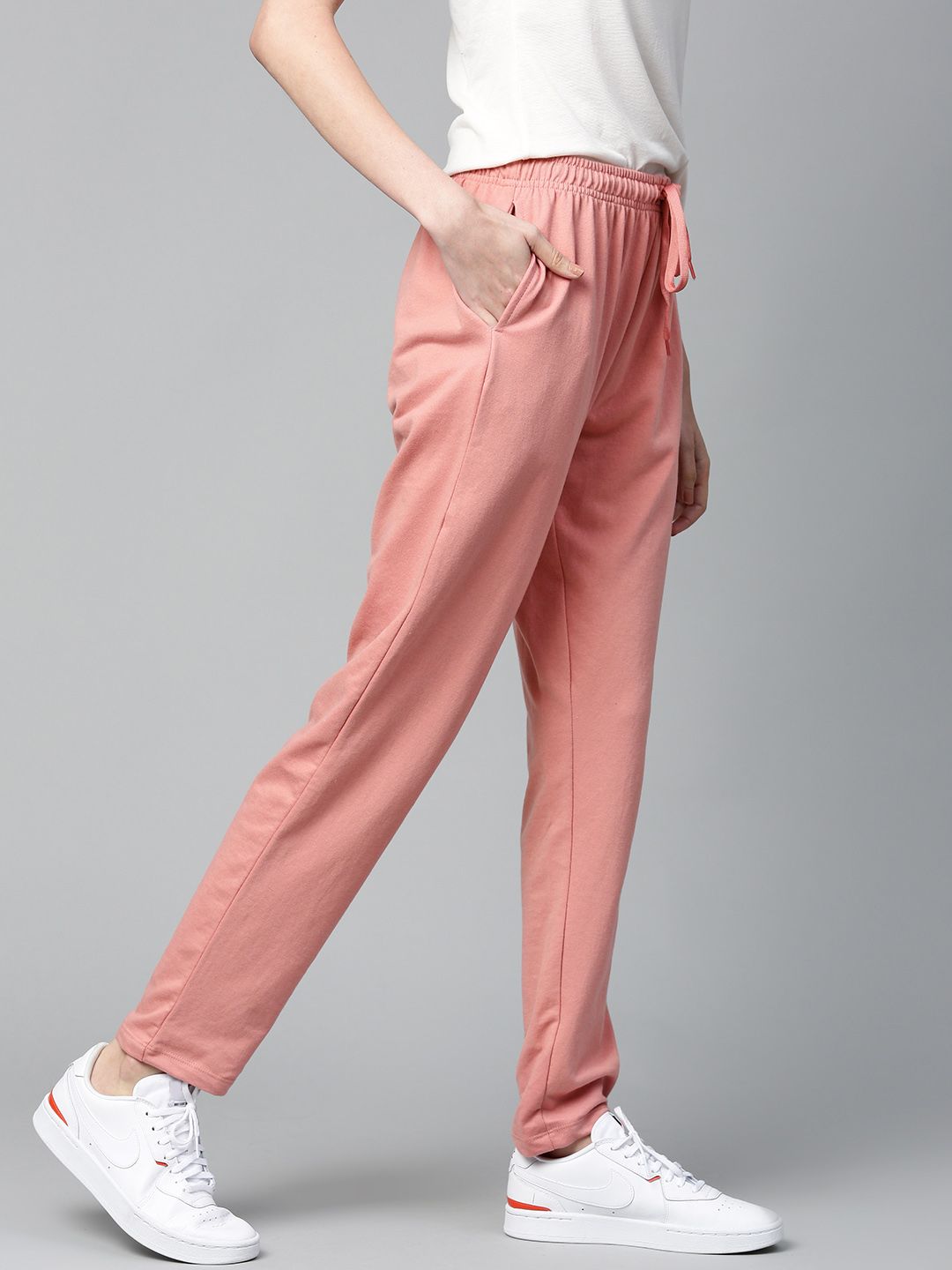 Mast & Harbour Women Dusty Pink Solid Track Pants Price in India