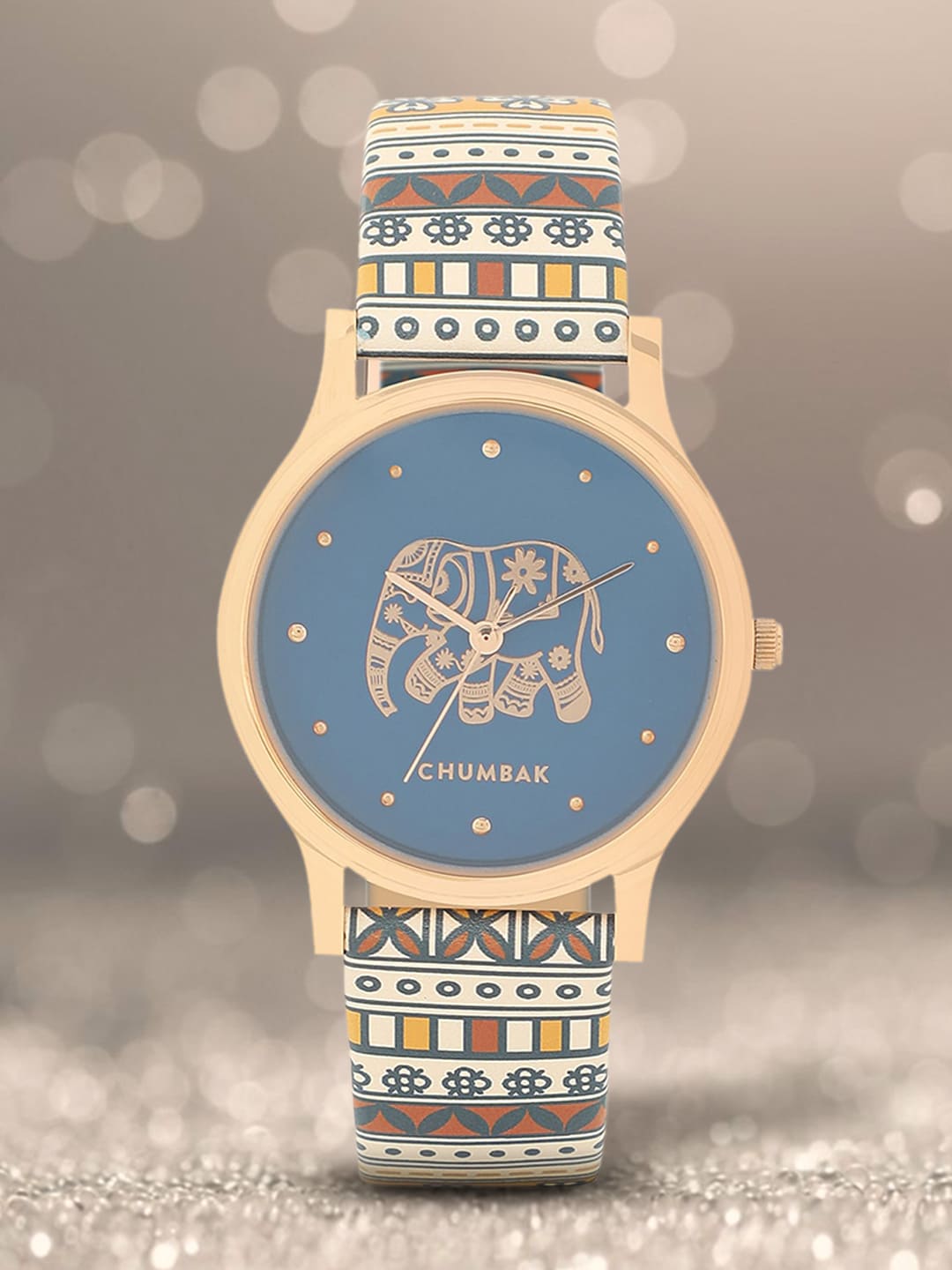 Chumbak Women Blue & Off-White Interchangeable Strap Analogue Watch 8907605100482 Price in India
