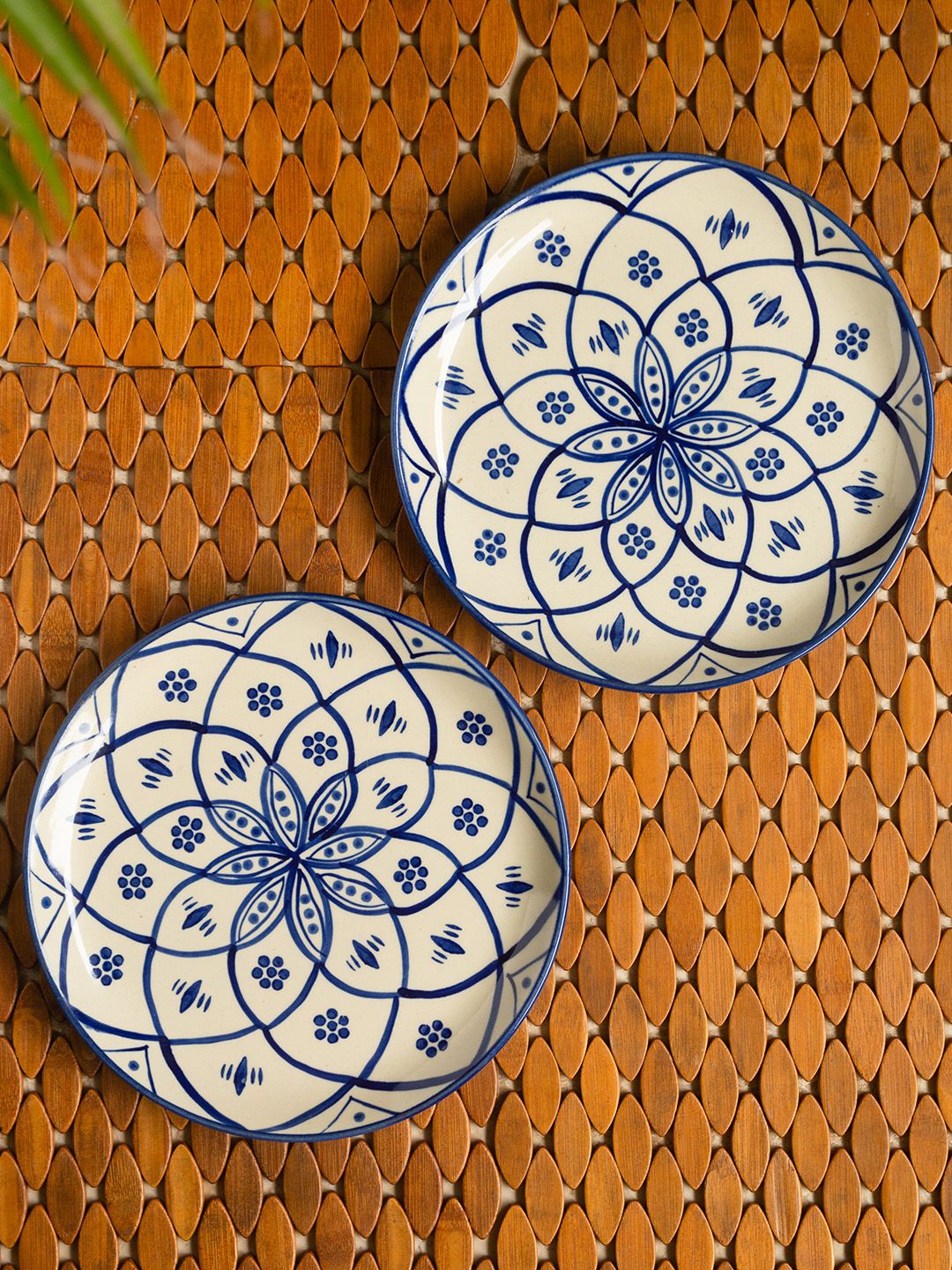 ExclusiveLane Set of 2 Midnight Blue Handpainted Ceramic Dinner Plates Price in India