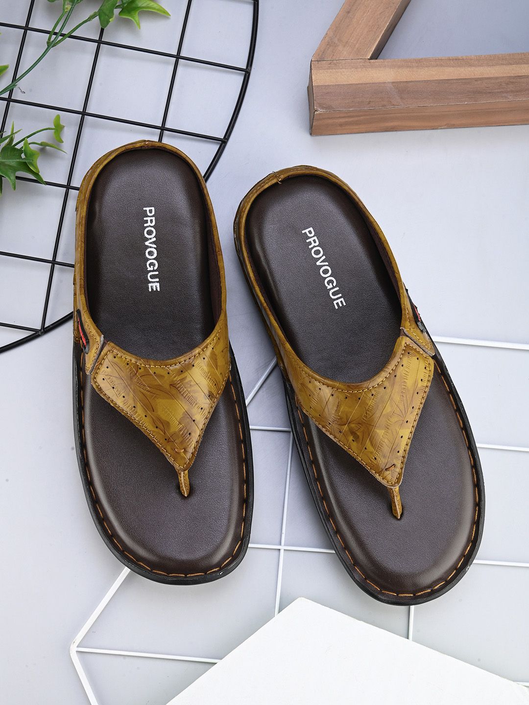 Provogue Men Yellow Solid Thong Flip-Flops