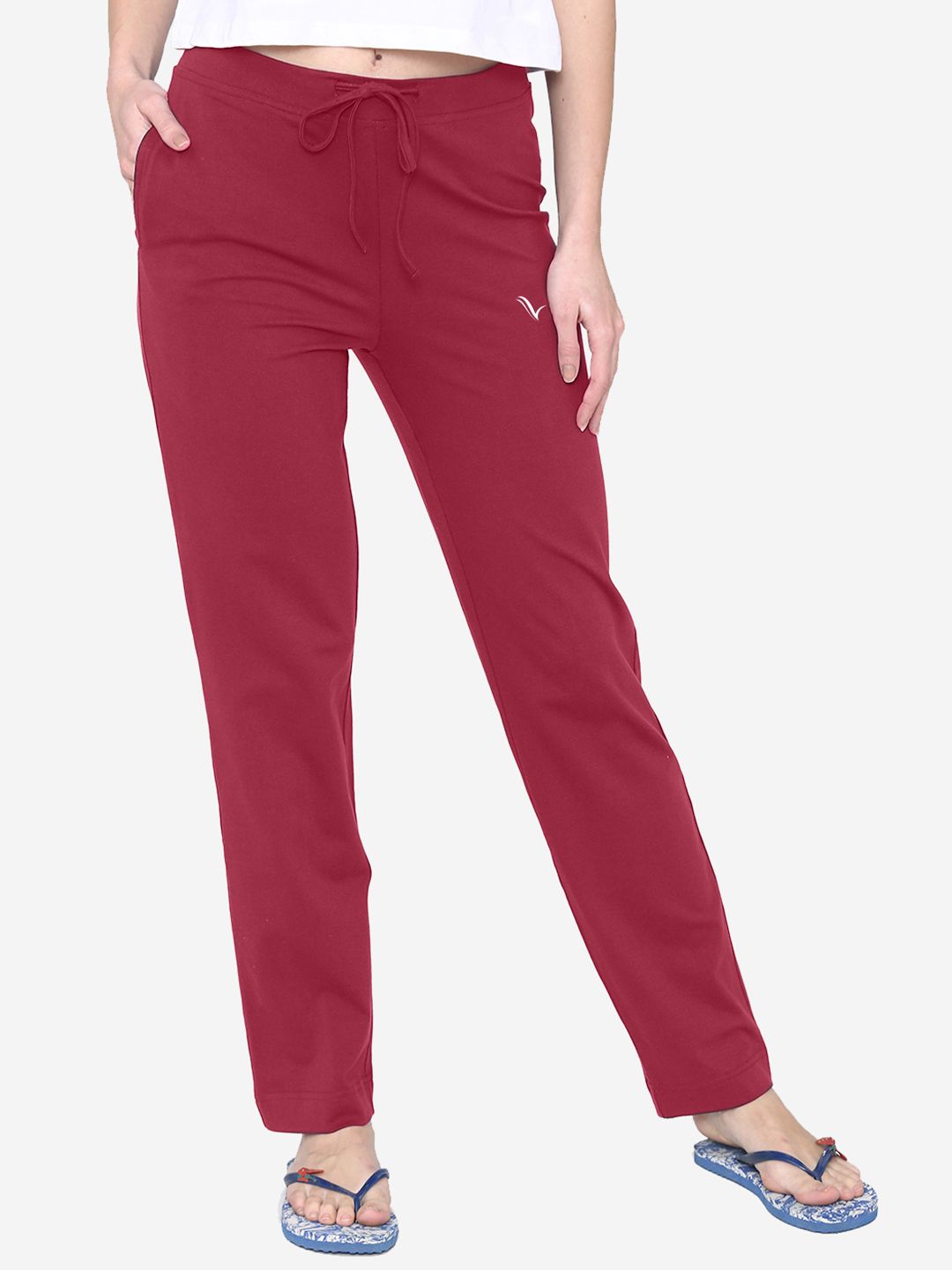 Vami Women Red Solid Lounge Pants Price in India