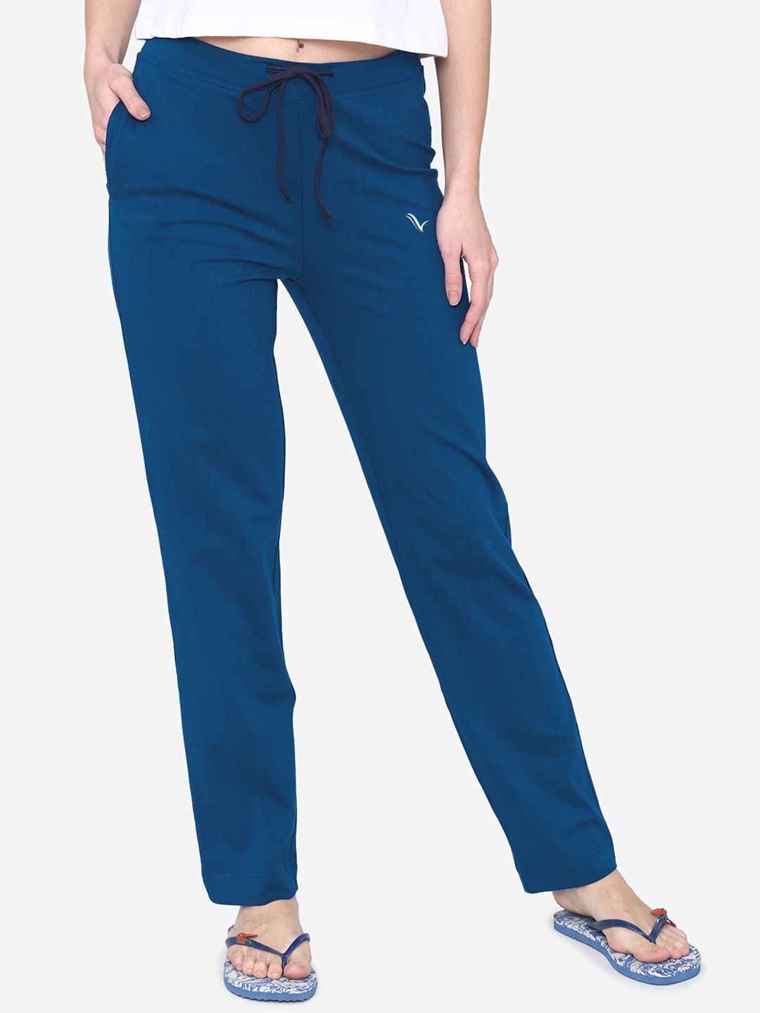 Vami Women Blue Solid Relax Lounge Pants Price in India