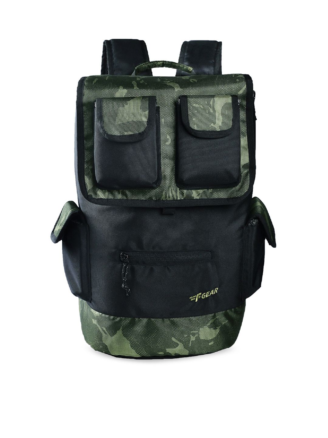 F Gear Unisex Olive Green & Black Camouflage Backpack Price in India