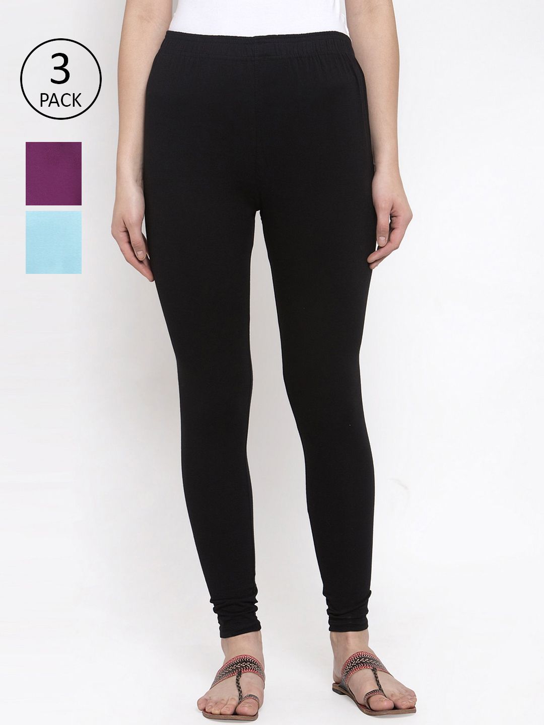 TAG 7 Women Pack Of 3 Solid Leggings Price in India