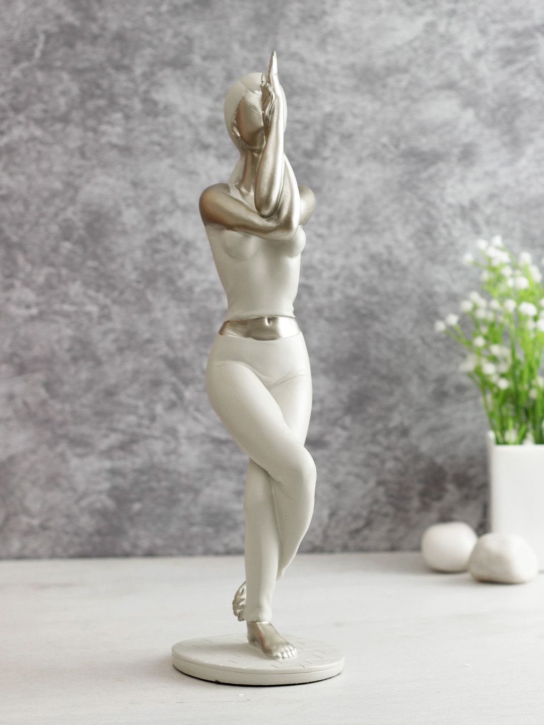 TAYHAA Cream-Coloured Healthy Yoga Pose Figurine Showpiece Price in India