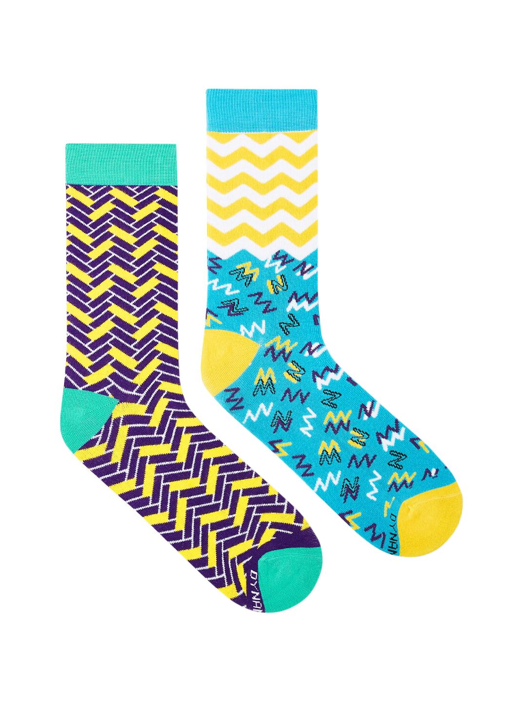 Dynamocks Unisex Pack Of 2 Multicoloured Patterned Urbane & Jolly Calf Length Socks