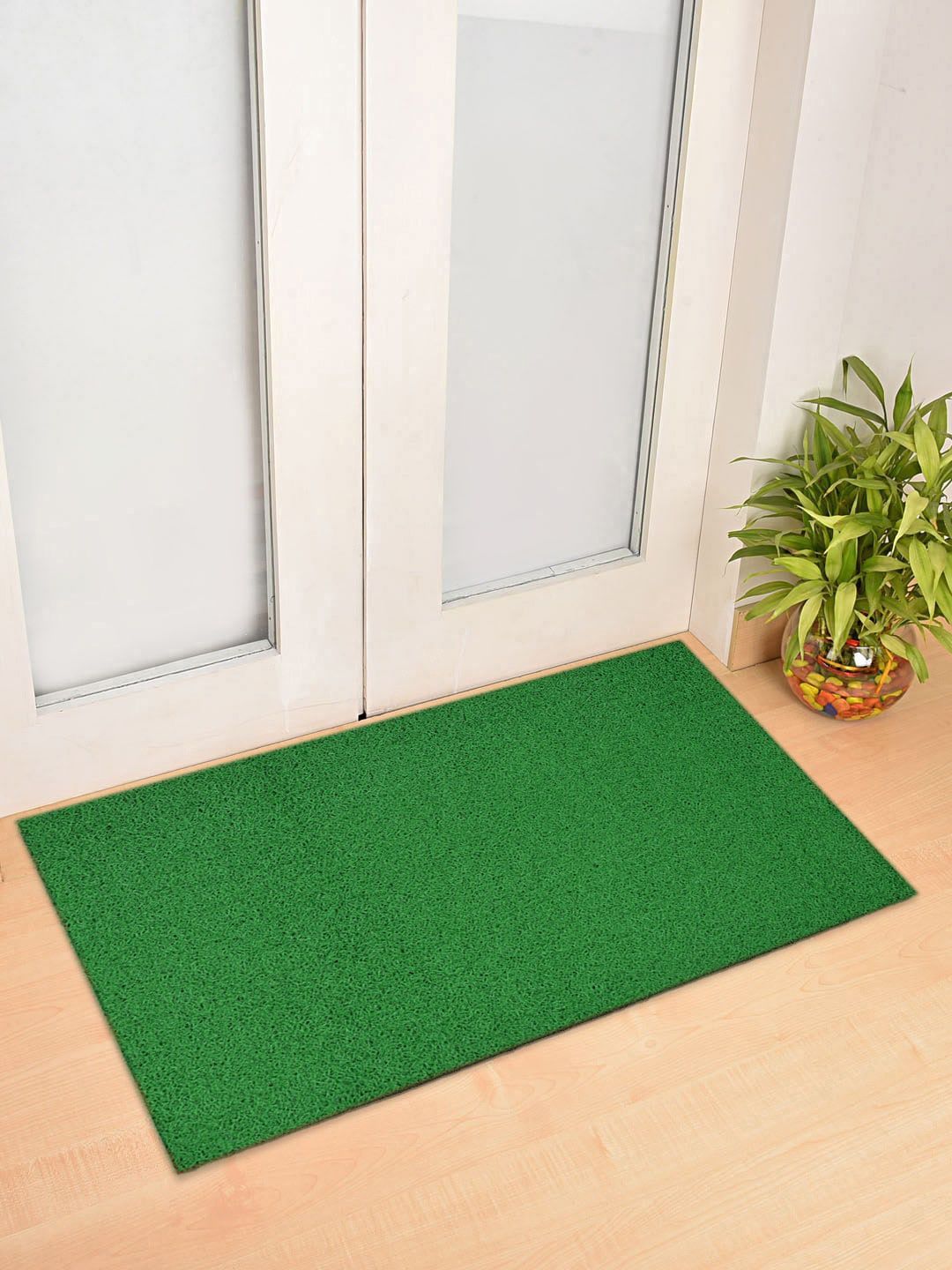 Kuber Industries Unisex Green Solid Rubber Anti Slip Large Sized Door Mat Price in India