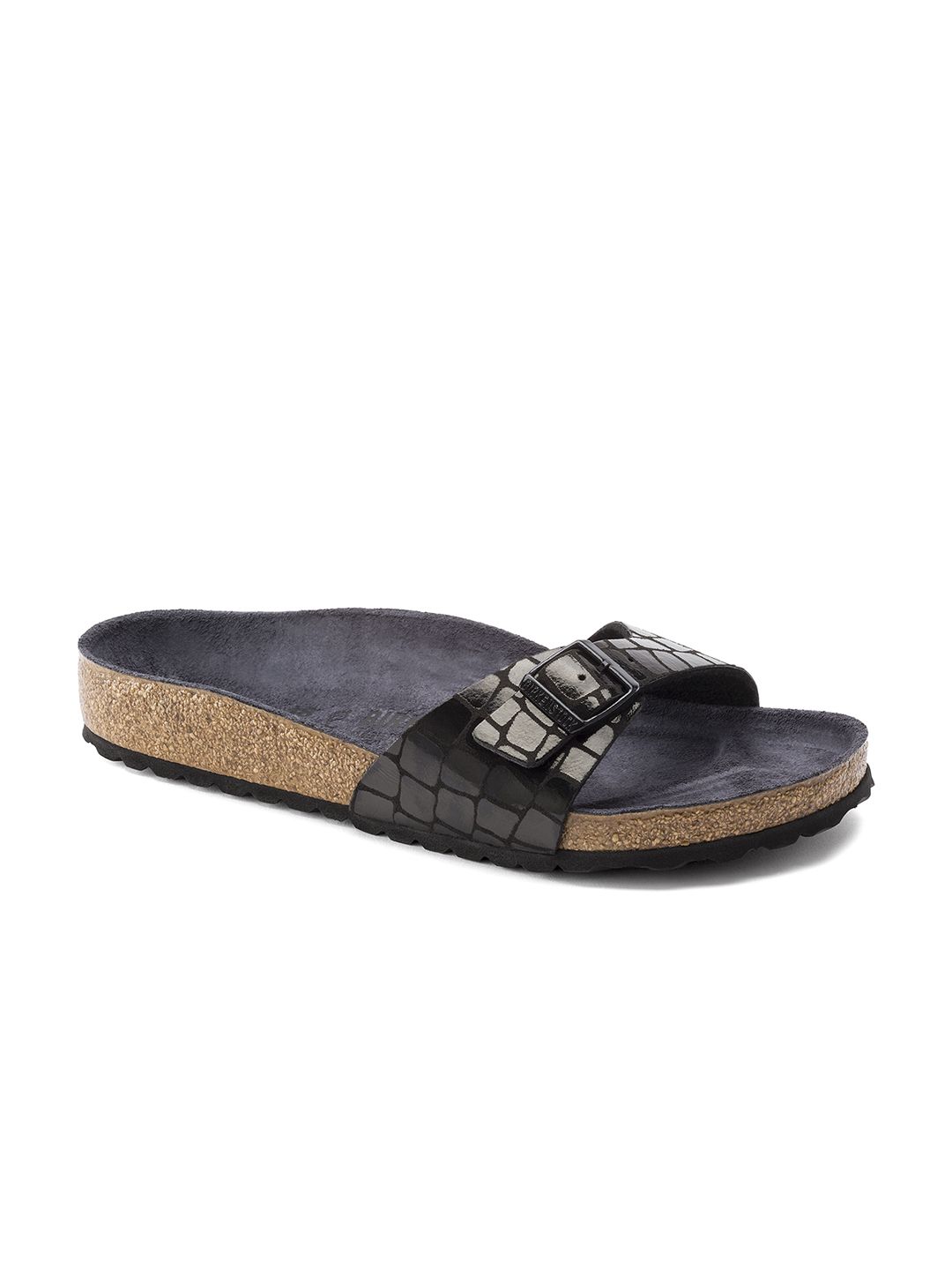 Birkenstock Women Black Self Design Regular Width Madrid Sliders Price in India