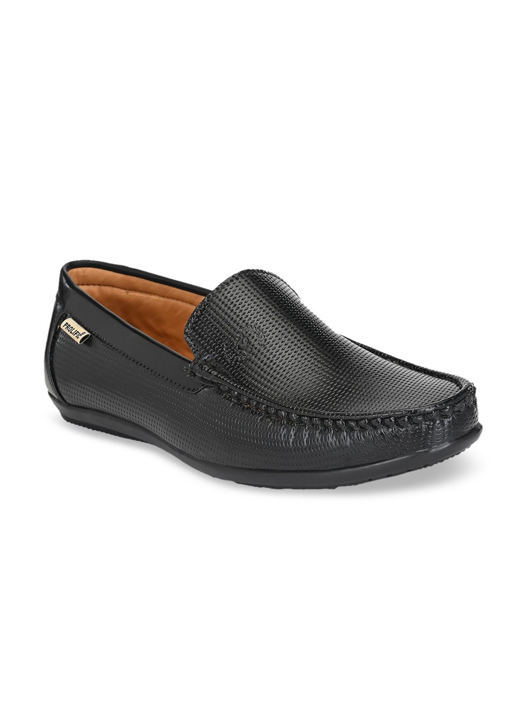 Prolific Men Black Textured Loafers