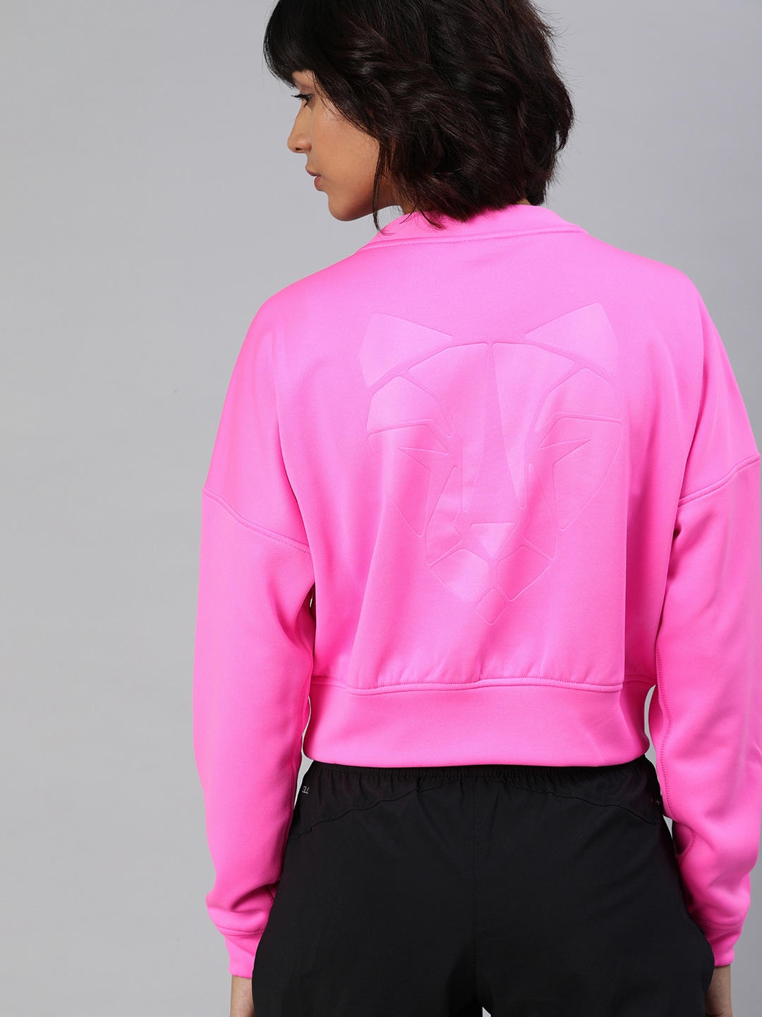 Puma Women Pink Back Printed Train Zip Crew Sweatshirt Price in India