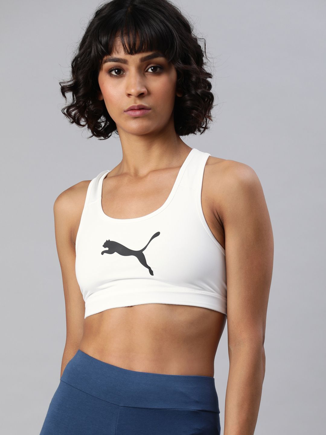 Puma White Printed Non-Wired Non Padded 4Keeps Workout Bra Price in India