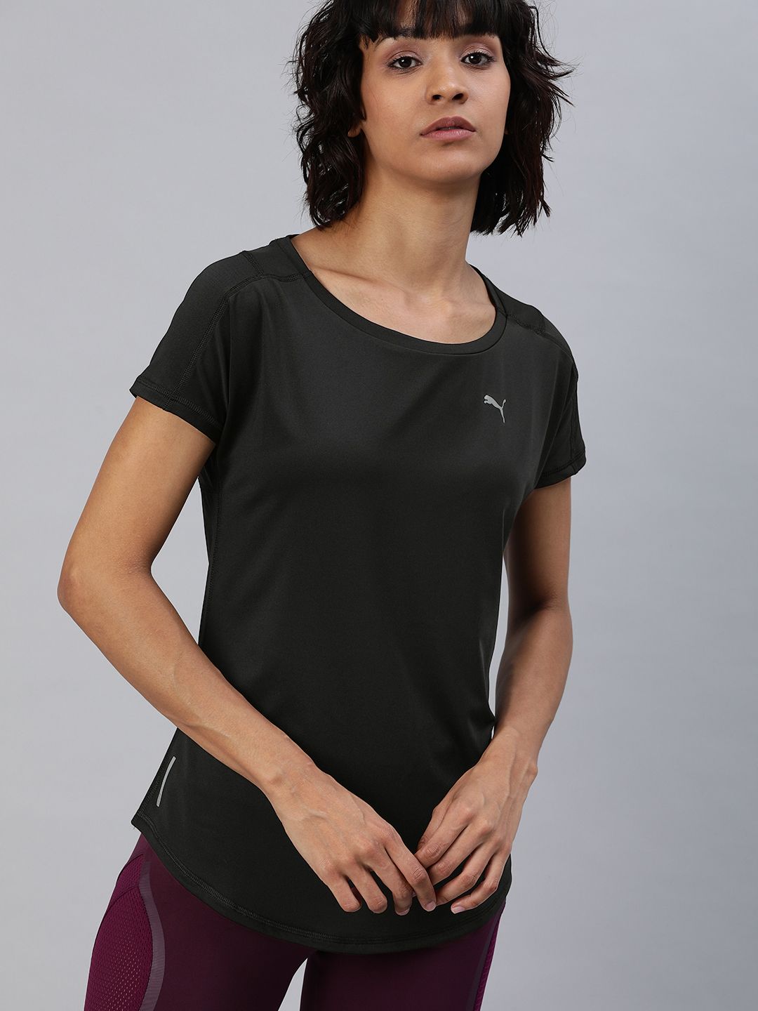 Puma Women Black Solid Favorite SS DRYCELL Round Neck T-shirt Price in India