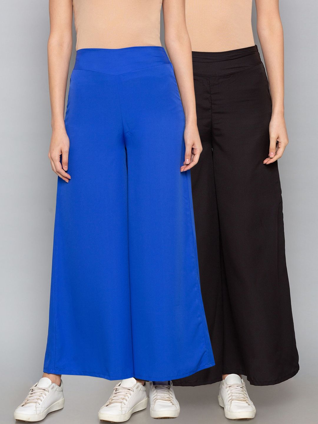 Desi Weavess Women Pack Of 2 Solid Straight Palazzos Price in India