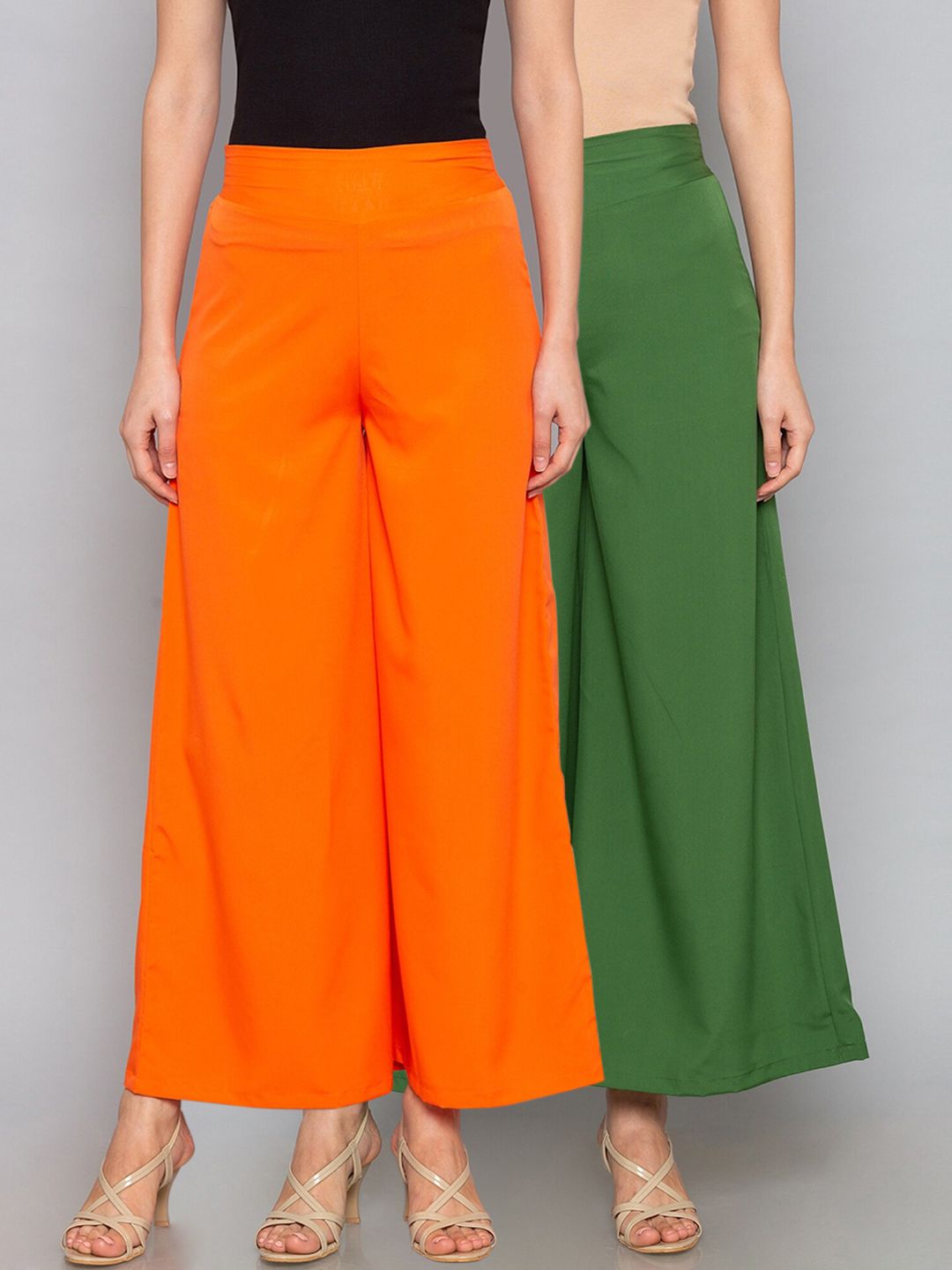 Desi Weavess Women Pack Of 2 Solid Straight Palazzos Price in India