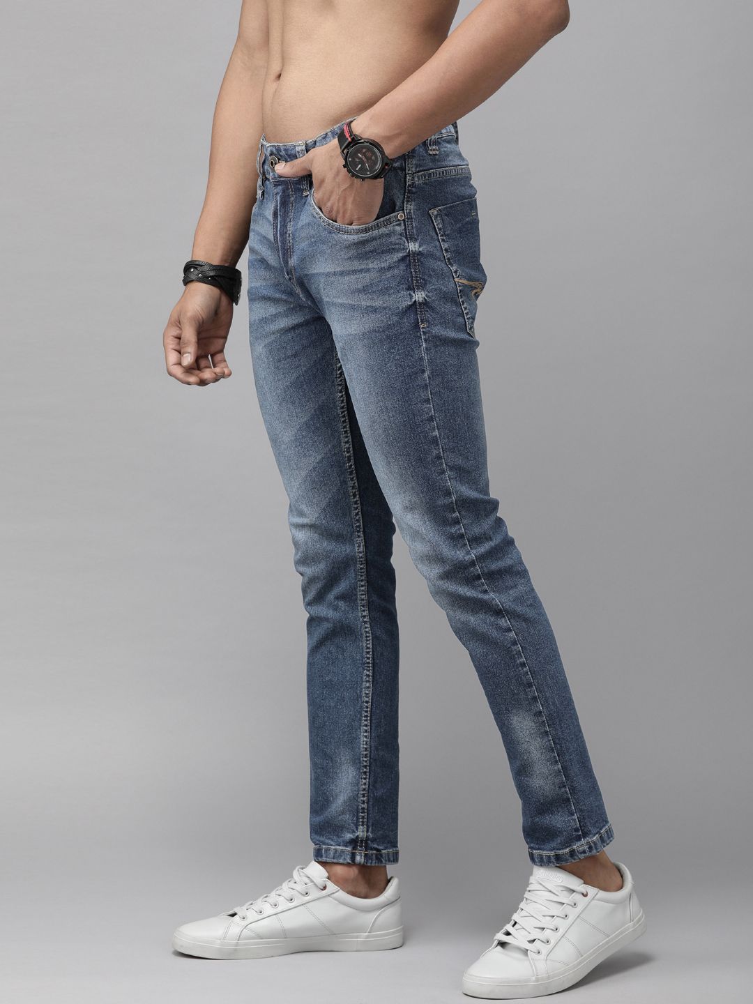 Roadster Men Navy Blue Skinny Fit Mid-Rise Clean Look Stretchable Jeans