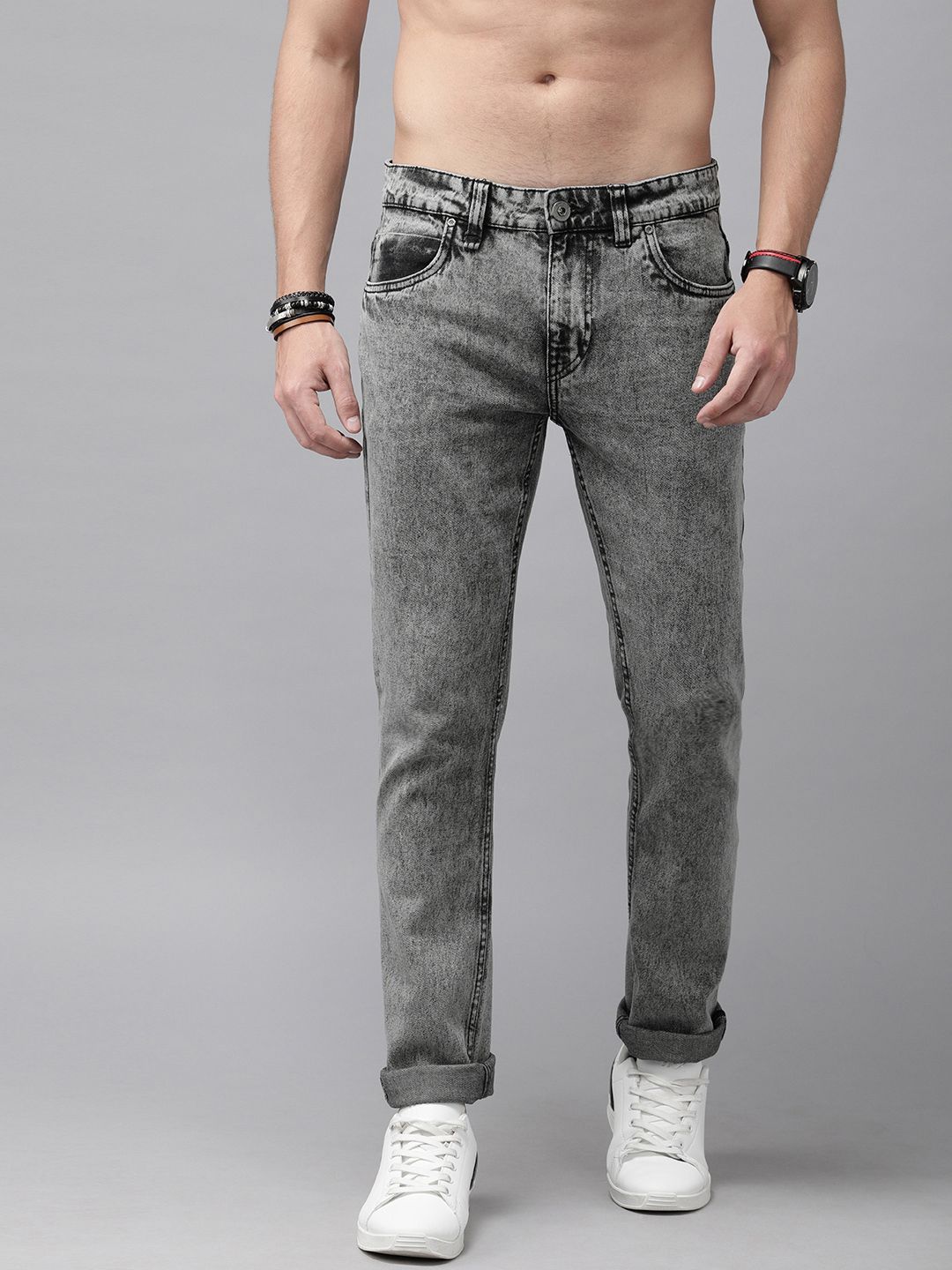 Roadster Men Grey Skinny Fit Mid-Rise Clean Look Stretchable Jeans